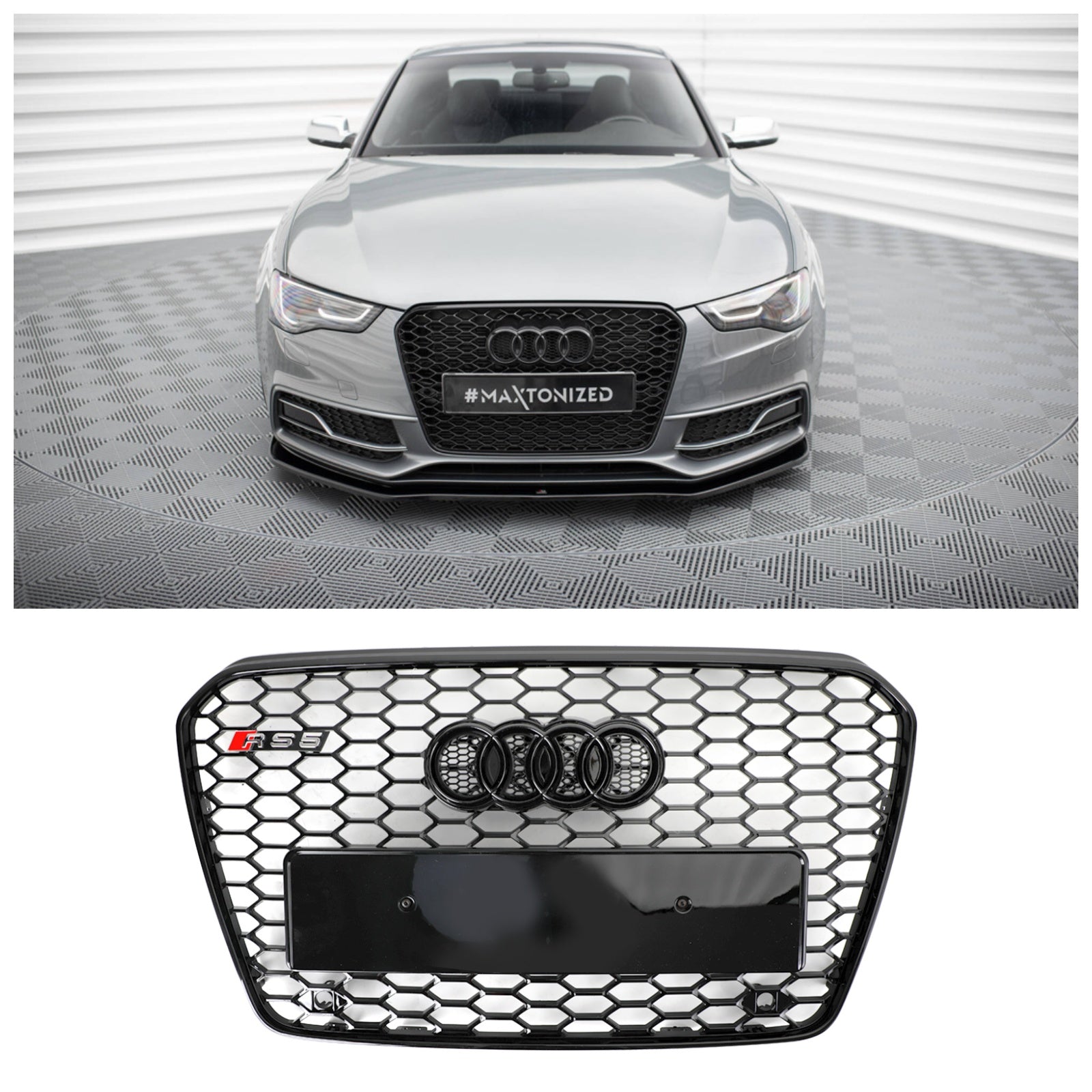 Calandre avant 2013-2016 Audi A5 / S5 Style nid d'abeille en maille pour pare-chocs avant