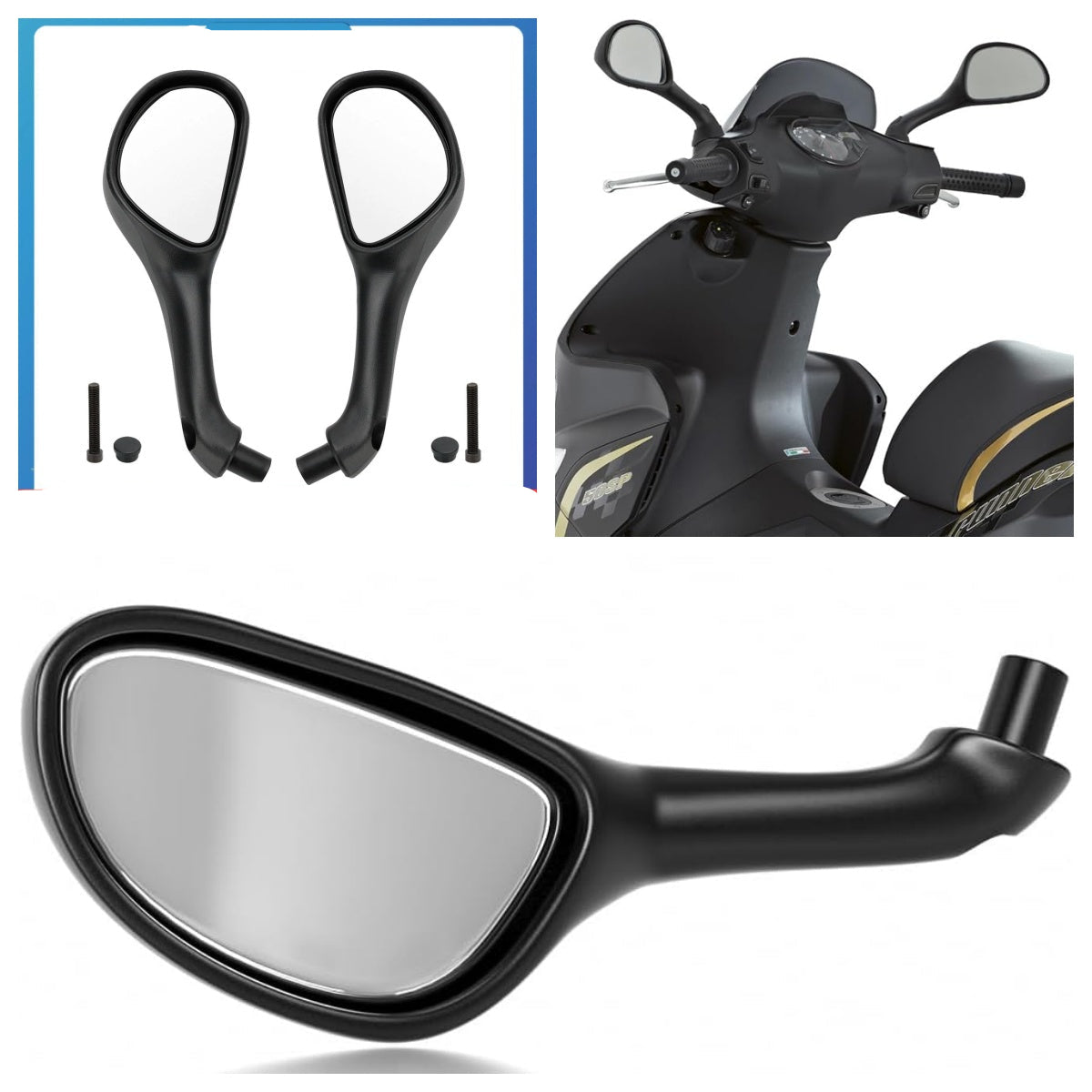 Coppia Specchietti Retrovisori per Gilera Runner 50 125 180 200 FXR SP VXR