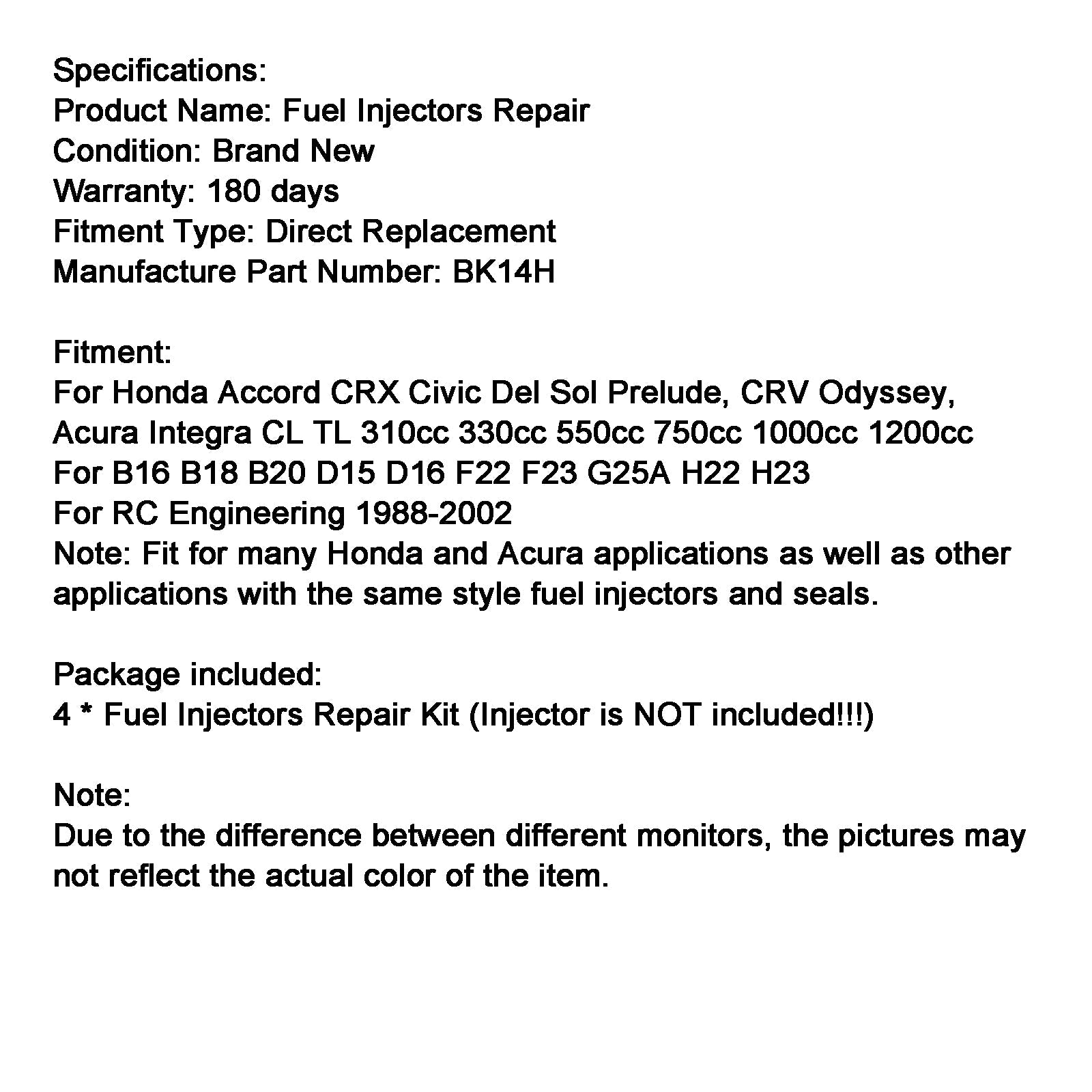 4 szt. Zestaw uszczelek typu O-ring wtryskiwacza paliwa do Honda Accord CRX Civic DelSol Prelude