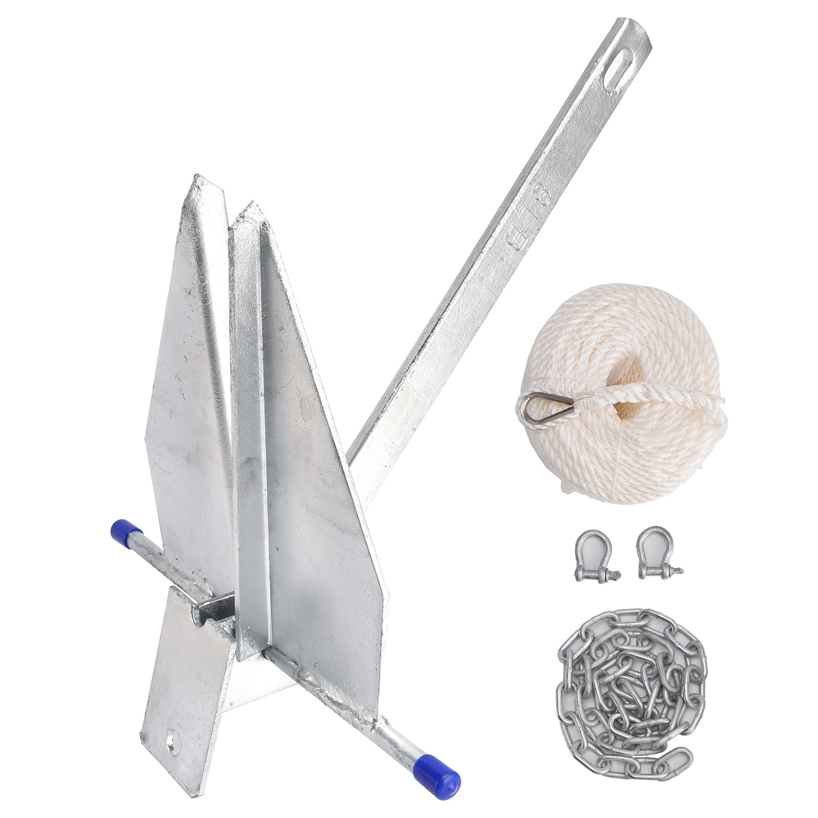 Komplet d&13 lb pocinkano sidro za čoln, drsno sidro, srebrna veriga in vrv za čoln 13 lb