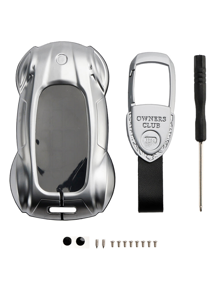 Étui argenté en cuir, alliage de zinc et pour clé de voiture Lexus ES260h/RX350h/LS500h