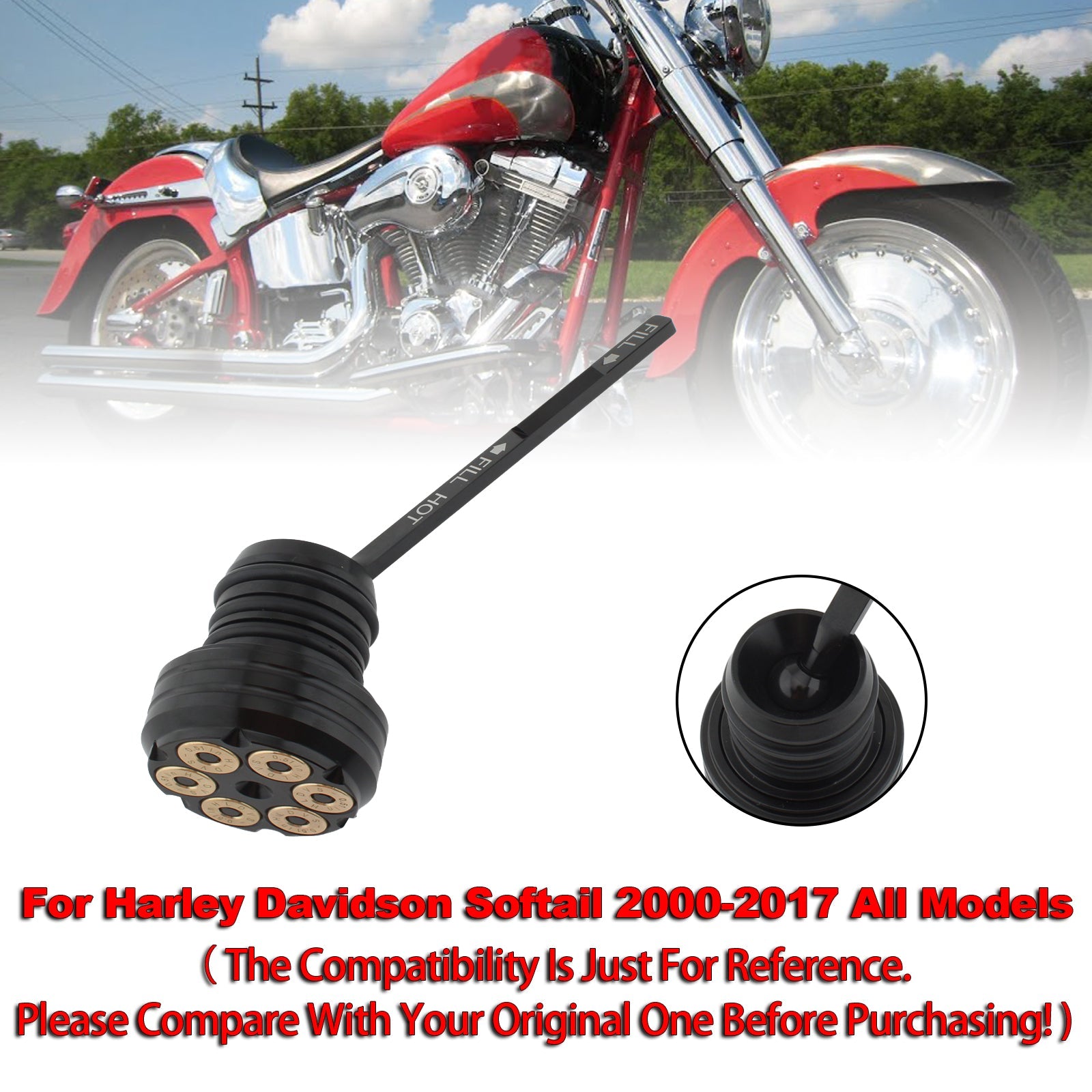 Tapa del tanque de medidor de aceite para Softail 2000-2017 Todos los modelos