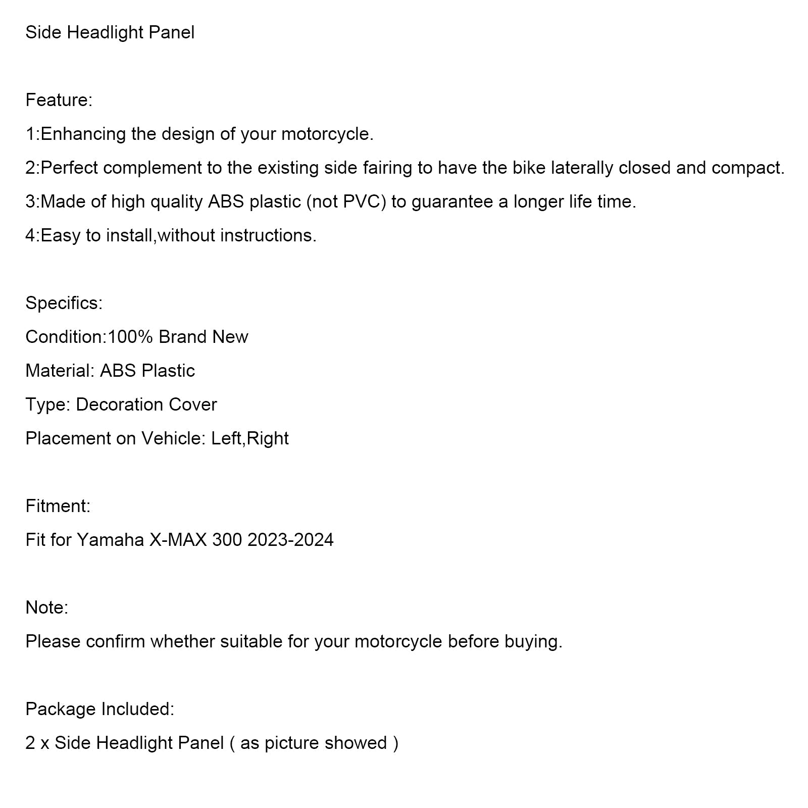 Couvercle de carénage de panneau de phare avant pour Yamaha X-MAX 300 2023-2024