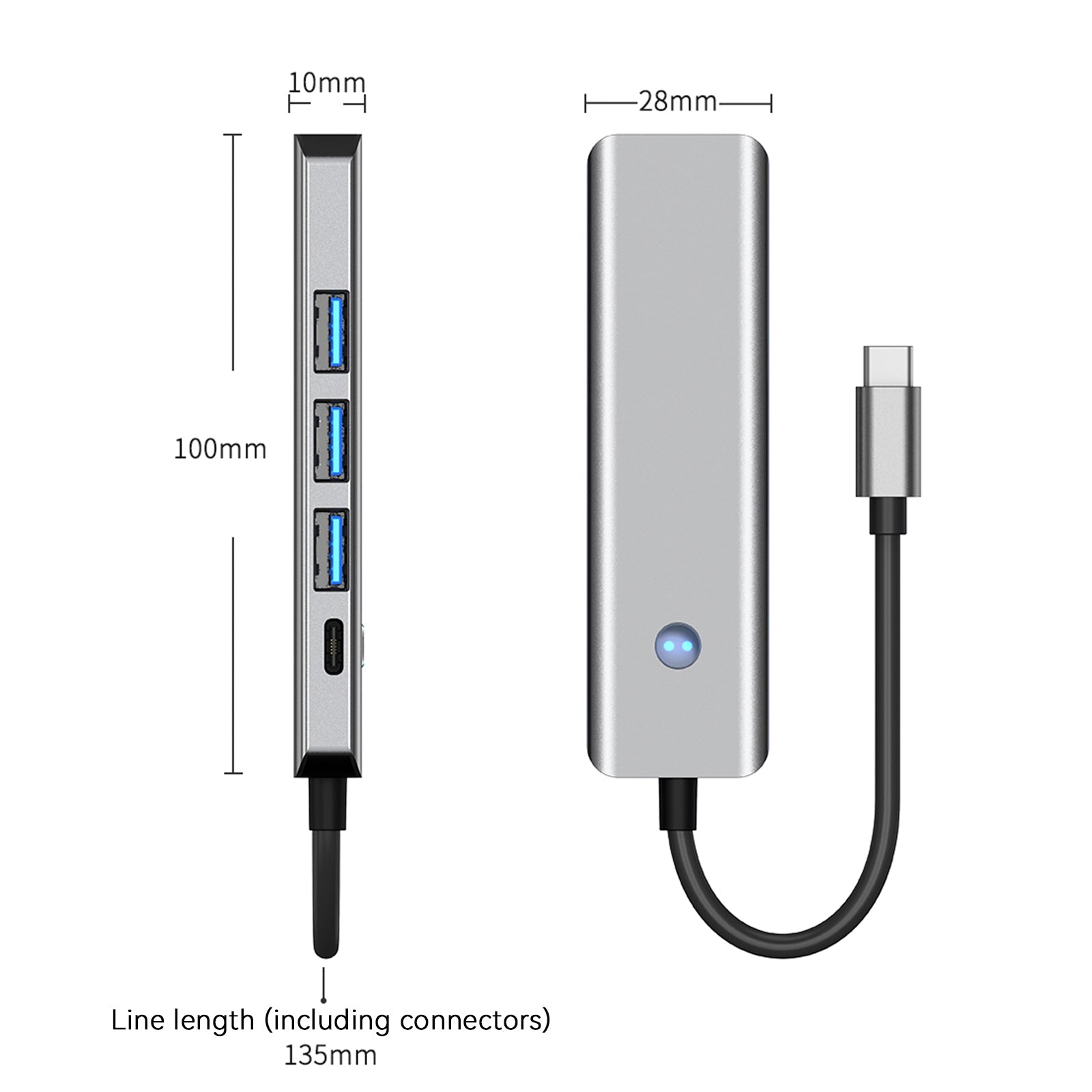 Adaptateur 5 en 1 TYPE-C + USB 3.0 (1 port) + USB 2.0 (2 ports) + HDMI + PD100W pour MacBook