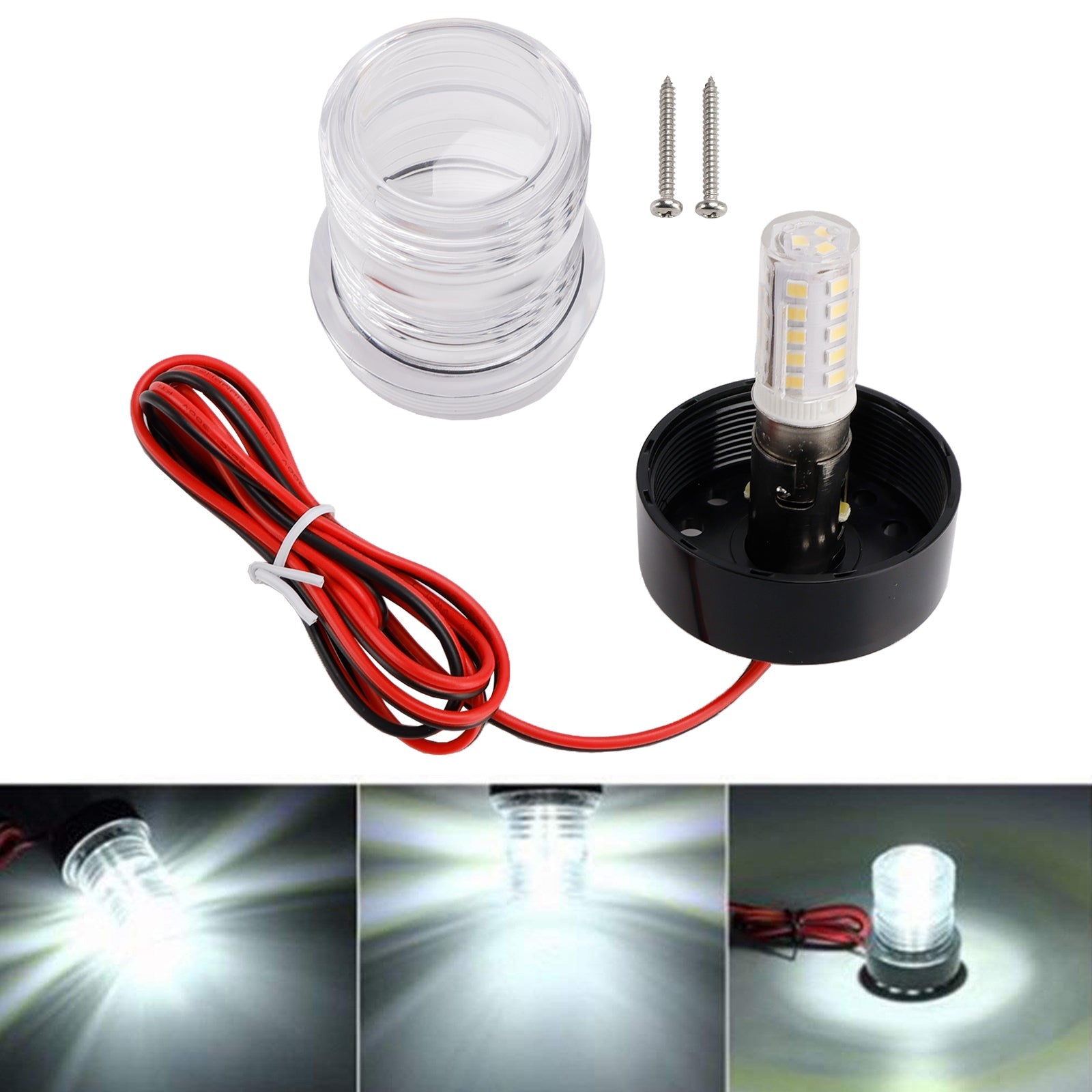 2,7 W LED-navigoinnin merkkivalo, pyöreä lamppu ankkuriin, veneeseen tai huviveneeseen, IP66