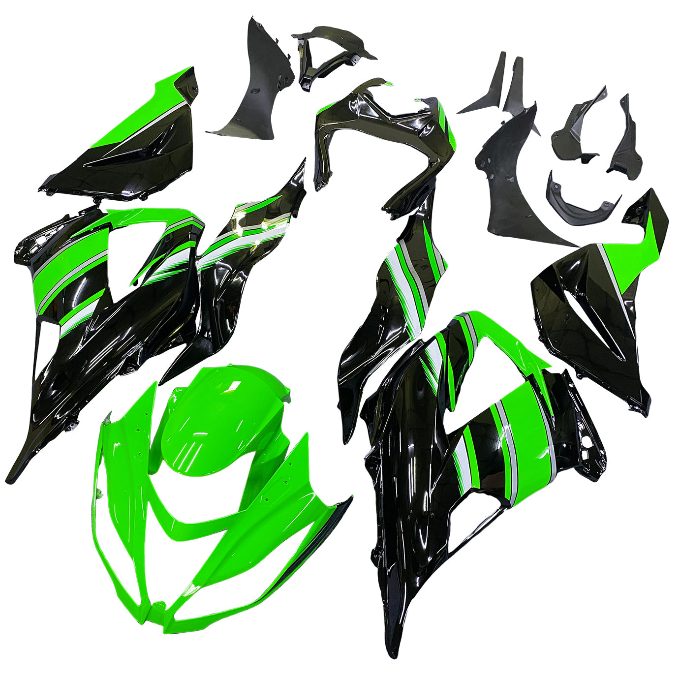 Kit de carénage en plastique moulé par injection vert avec kit de vis pour Kawasaki ZX-6R 2013-2018