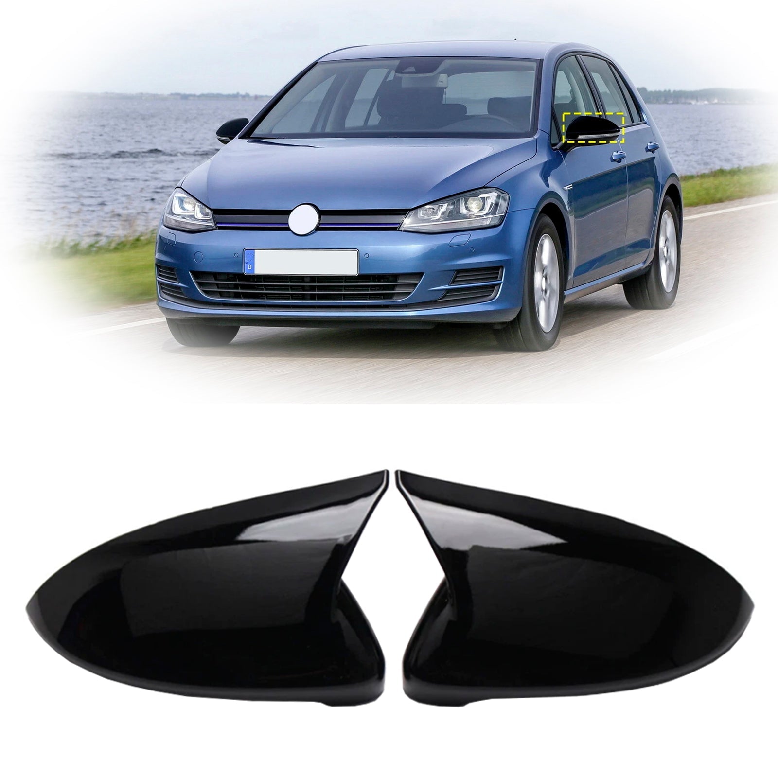 2015-2019 VW GOLF MK7 /GTI /GOLF R /E-GOLF veel 2 glanzende zwarte spiegelschalen 5G0857537