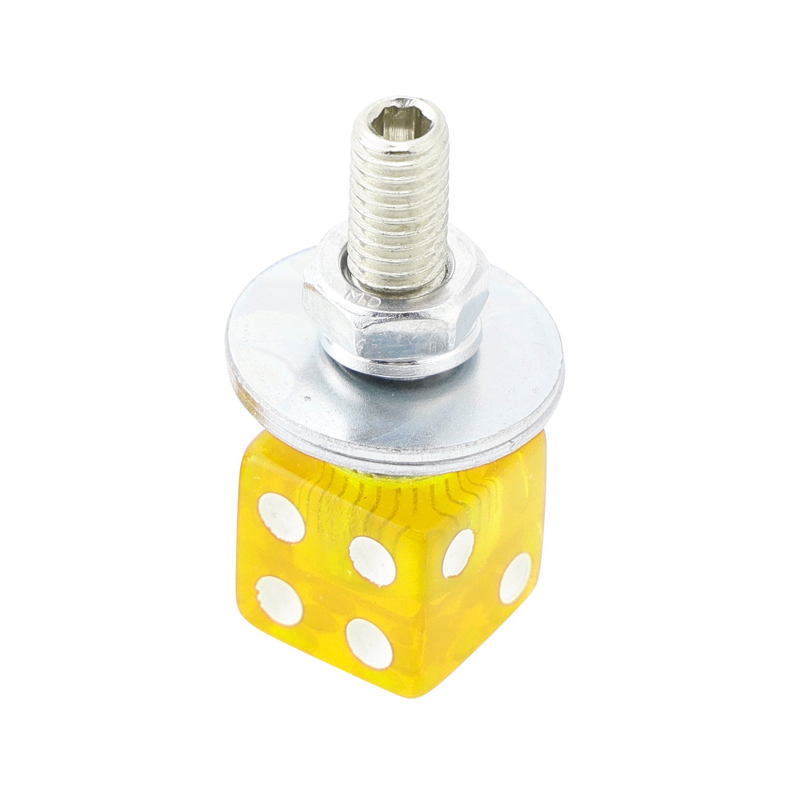 4x Vis de plaque d'immatriculation DICE personnalisées en plastique jaune pour moto Chopper Bobber