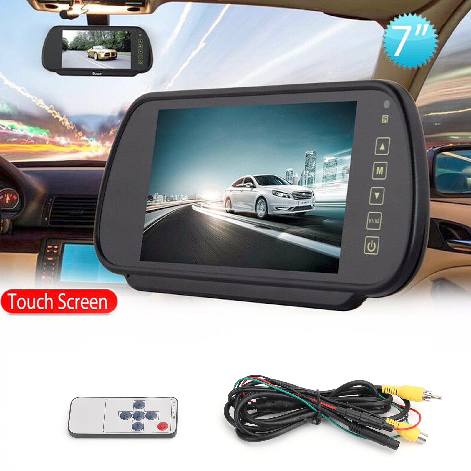 7" Monitor LCD per telecamera posteriore per auto con sensori e lenti per autobus