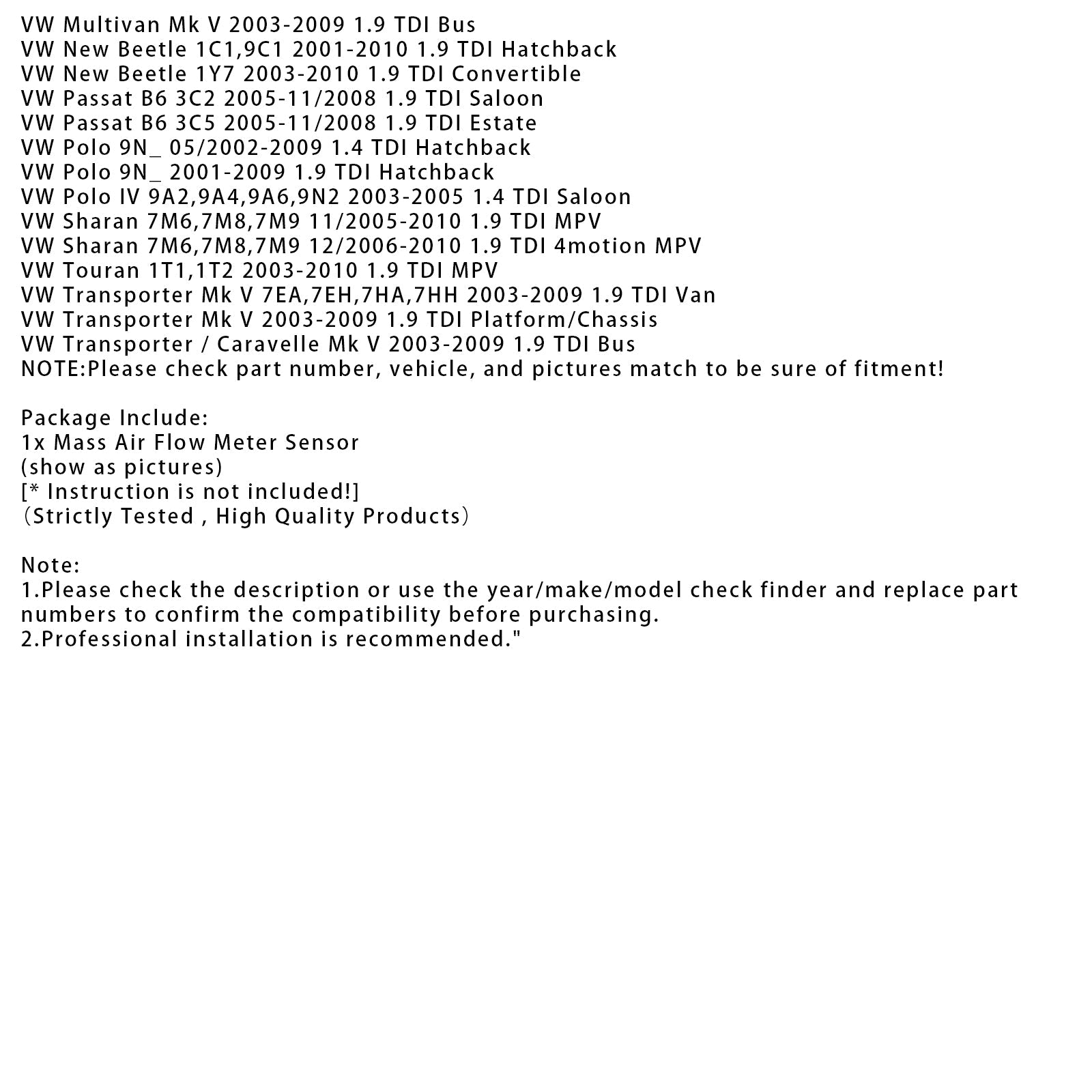 Senzor merilnika pretoka d'zračna masa za Audi A3 VW Golf Octavia 1.9 TDI 0281002531