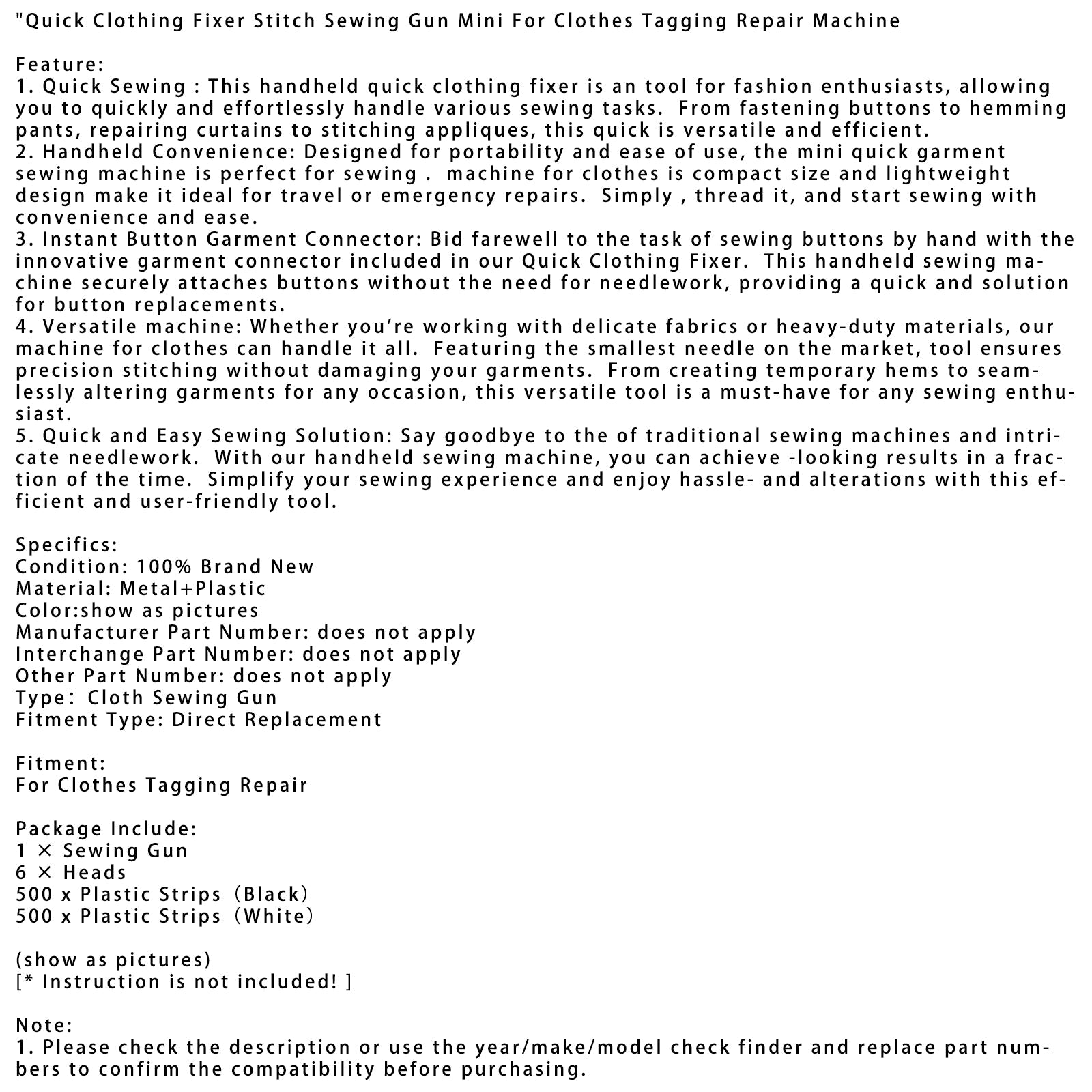 Mini pistolet do szybkiego mocowania ściegów do odzieży do naprawy maszyny do etykietowania odzieży