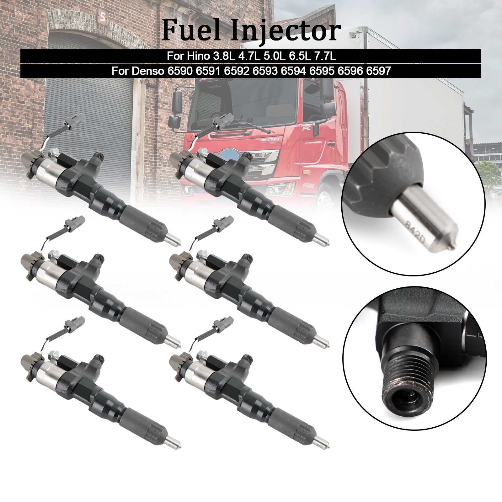 6PCS Fuel Injectors 095000-6593 Pour Denso Pour Hino J08E Pour Kobelco SK330-8