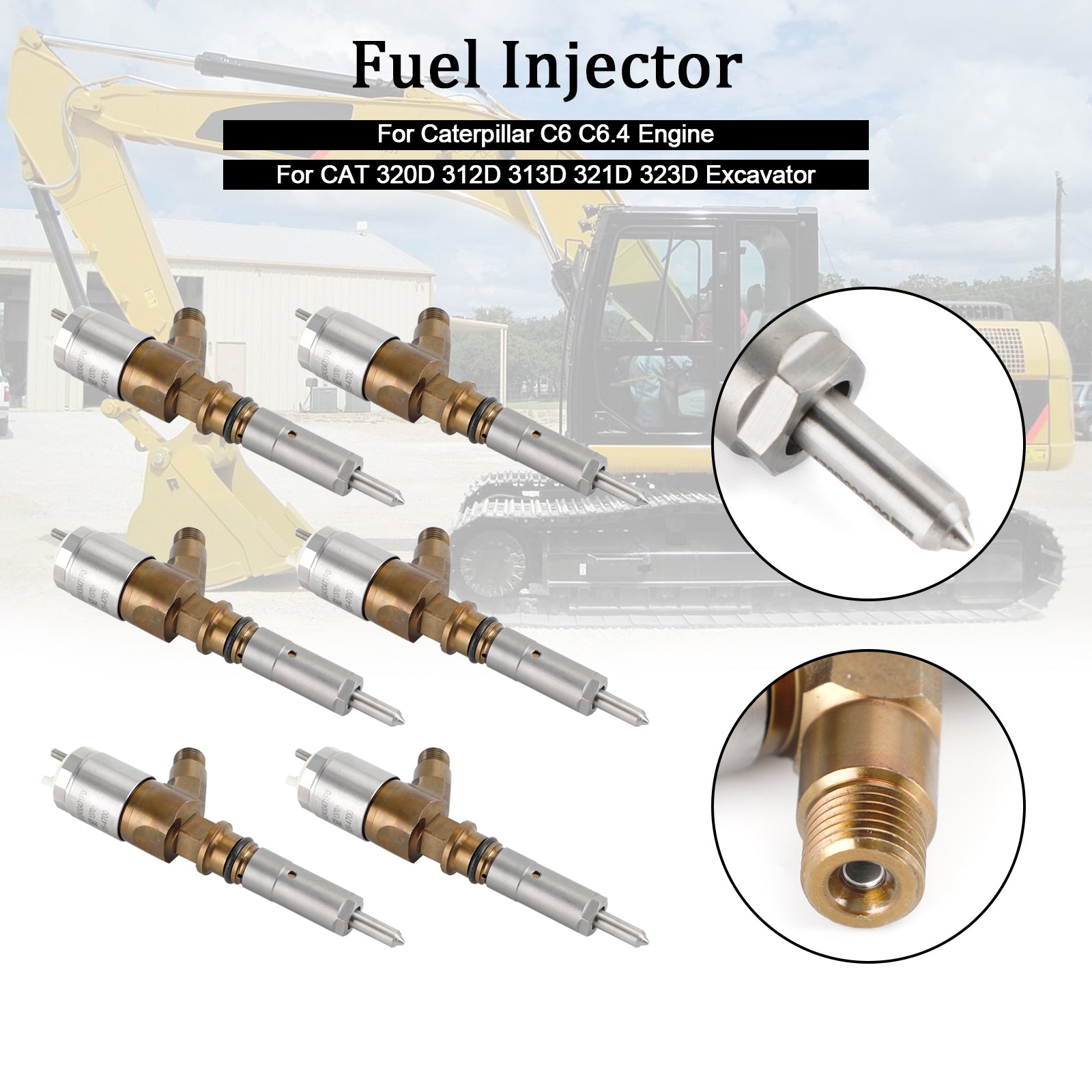 6PCS Fuel Injectors 3264700 Pour Caterpillar C6 C6.4 Pour CAT 320D Excavator