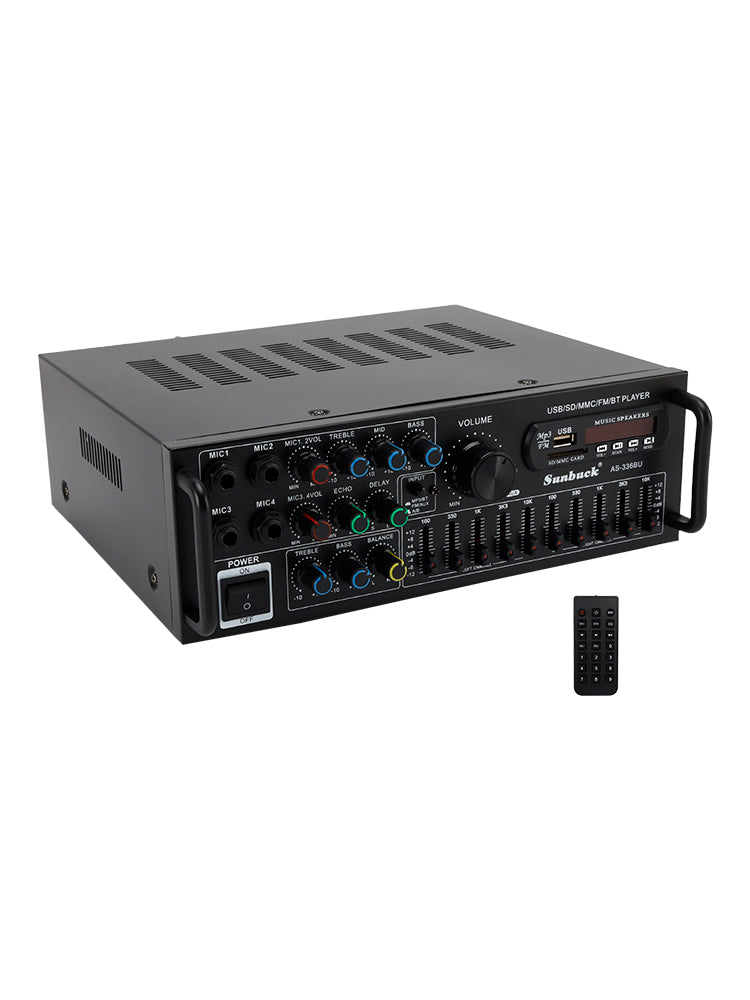 Bluetooth 5.0 Hifi Sunbuck 2000W Stereo Power Karaoke FM USB SD Amplificatore a