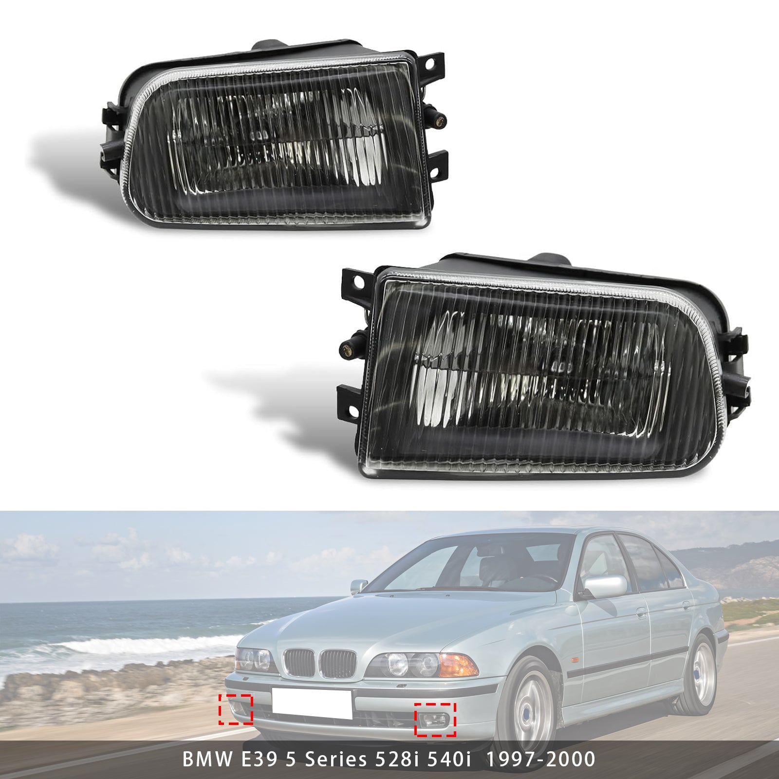 Par de luces antiniebla delantera sin bombillas para BMW E39 Series 5 (1995-1998)
