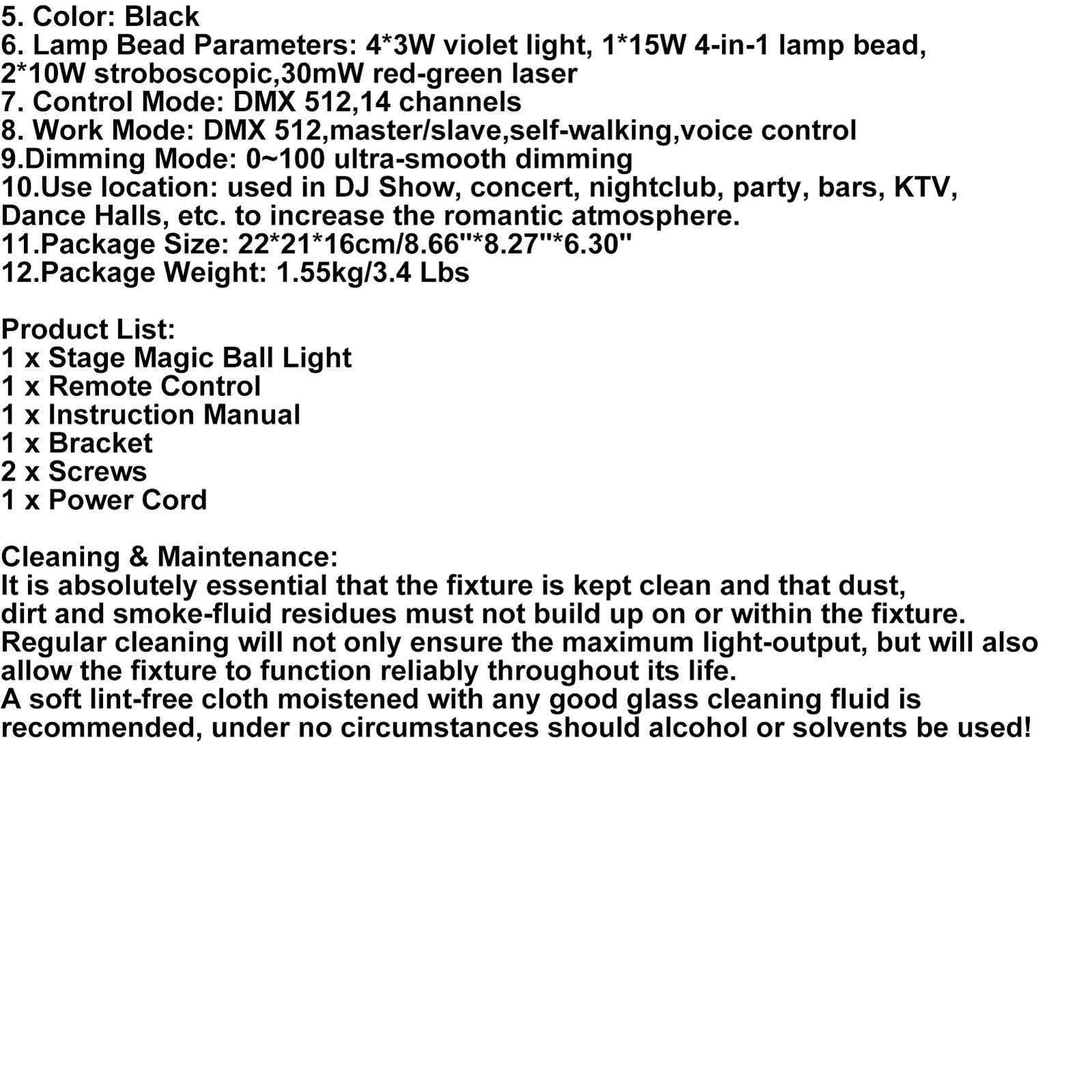 4 En 1 RGB Disco Party DJ Light LED Stage DMX Magic Ball Light Strobe Beam Light