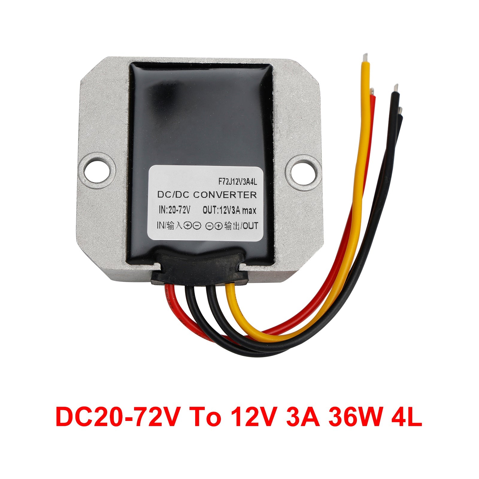 Convertisseur régulateur d'alimentation abaisseur étanche CC 20-72 V vers 12 V 3 A 36 W