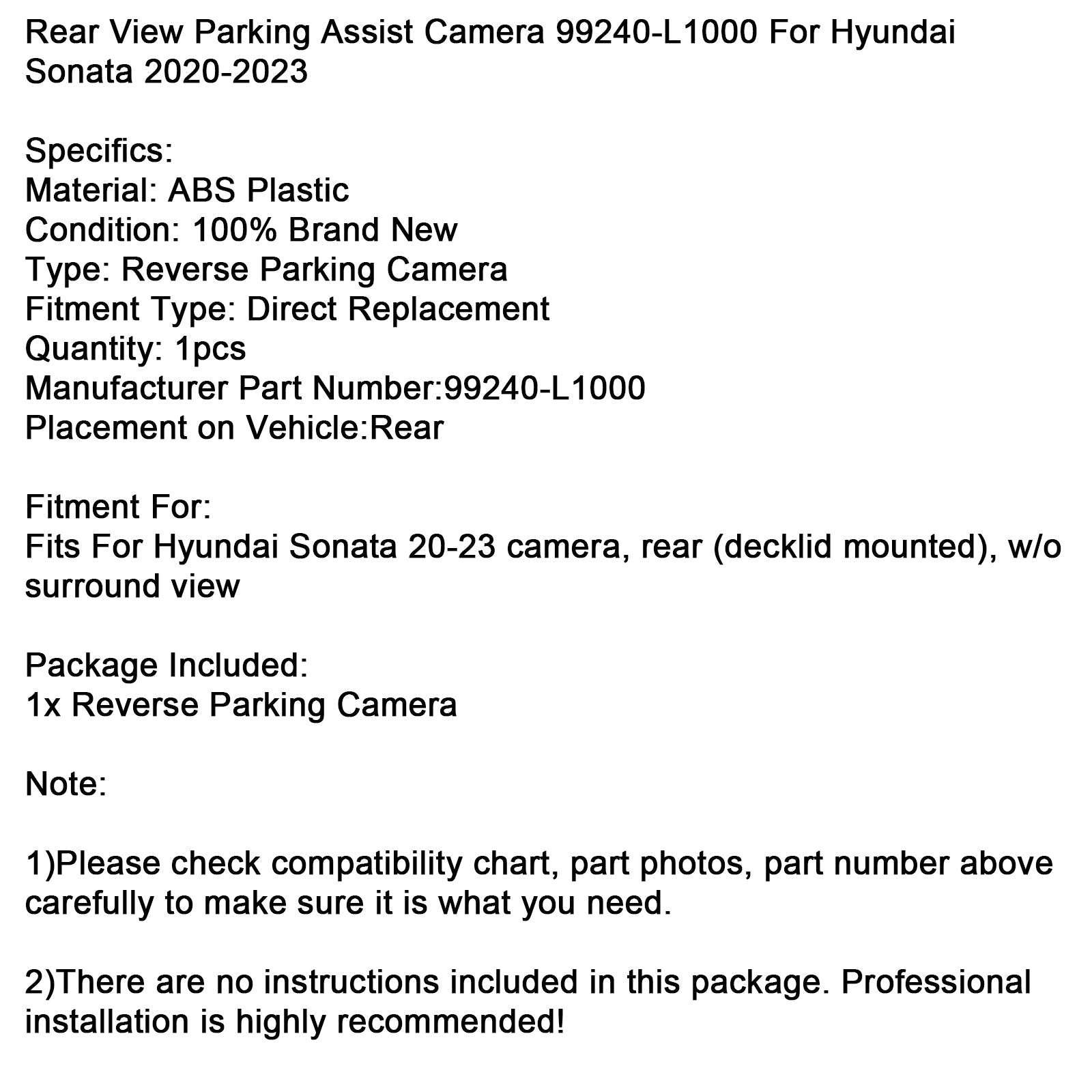 Kamera d&Parkirni sistem zadaj za Hyundai Sonata 2020-2023 99240-L1000