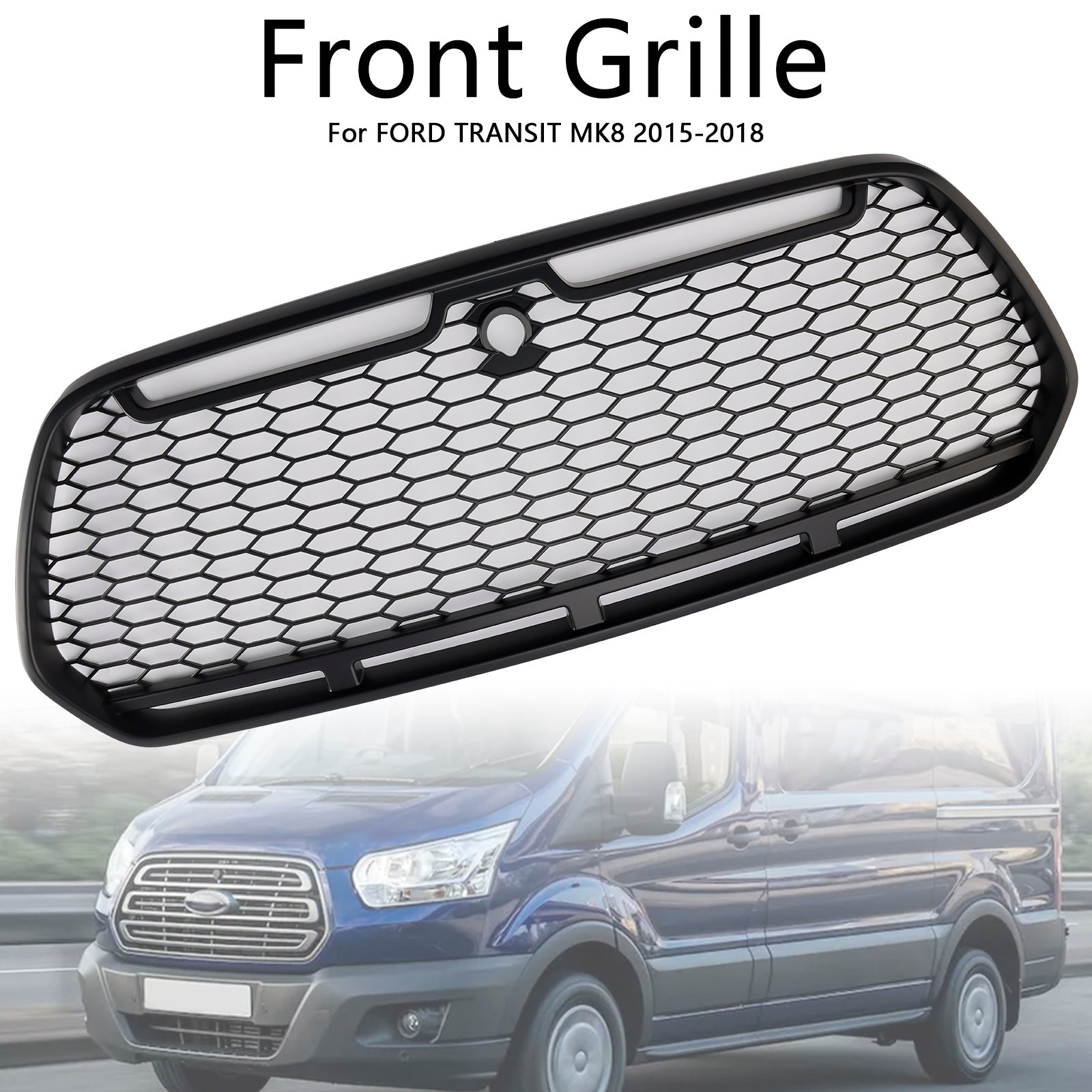 Grille de pare-chocs avant noire mate pour Ford Transit MK8 Raptor 2015-2018