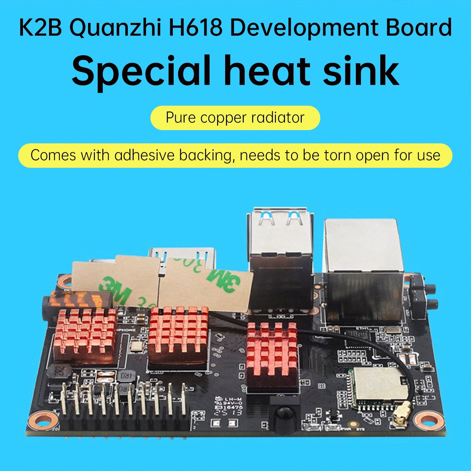 Carte de développement Quanzhi H618, dissipateur thermique en cuivre pur pour Kickpi K2B