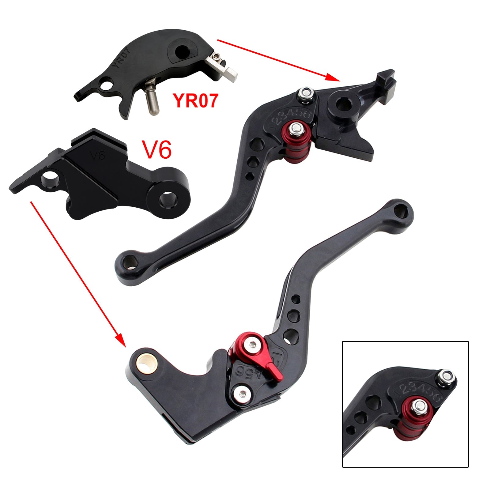 Nouveau levier de frein et d'embrayage court compatible avec YAMAHA XSR900 XSR900GP MT-09 MT-09SP 24-25