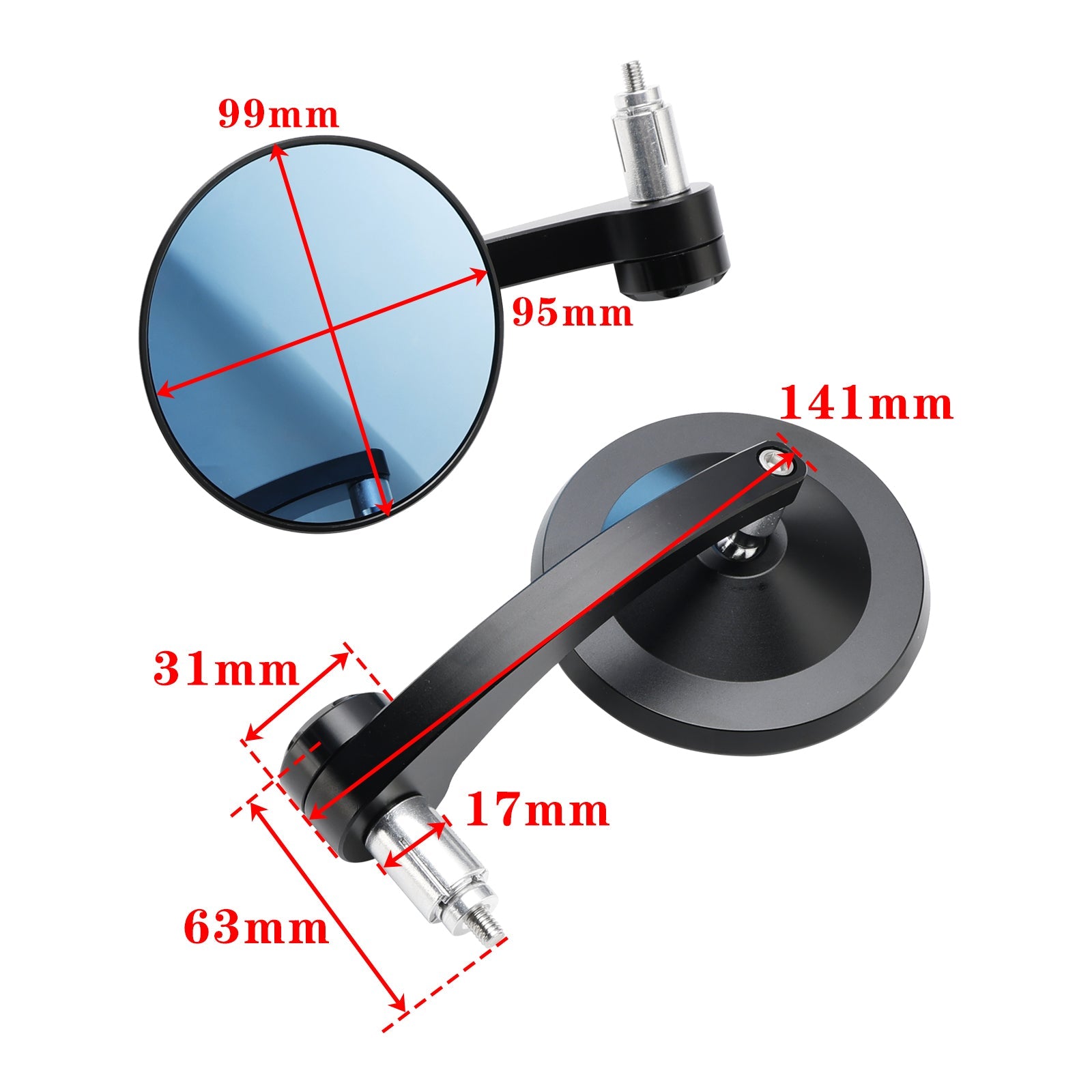 Par de espejos laterales redondos CNC de 7/8 pulgadas para motocicleta para extremos de manillar Bobber Cafe Racer