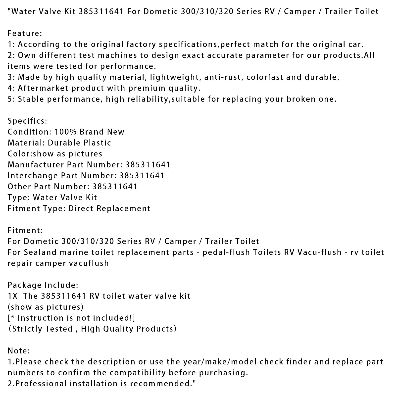 Komplet ventilov d&Toaletna voda Dometic za avtodome in prikolice serije 300/310/320