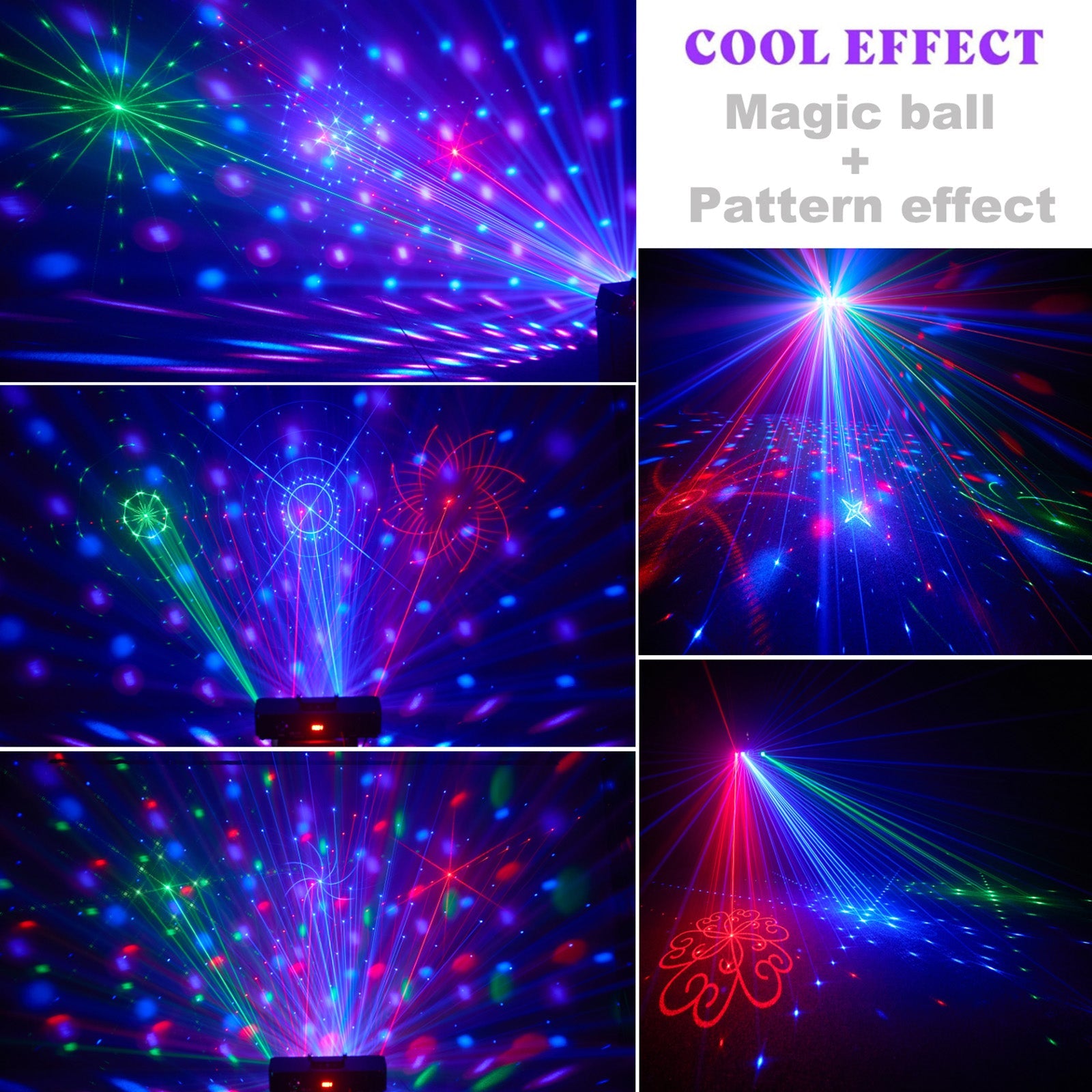 Projecteur laser magique 5 en 1 à 96 images avec stroboscope UV et télécommande