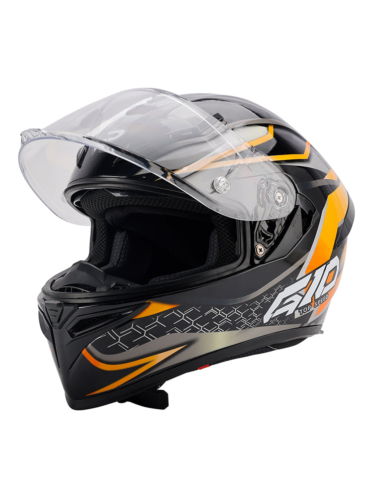 Casque moto intégral DOT pour adulte, orange