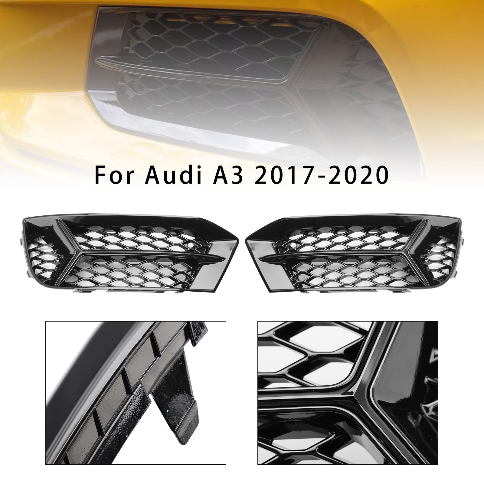 Garniture de cadre de lampe de couverture de phare antibrouillard de calandre de pare-chocs avant d'Audi A3 2017-2020