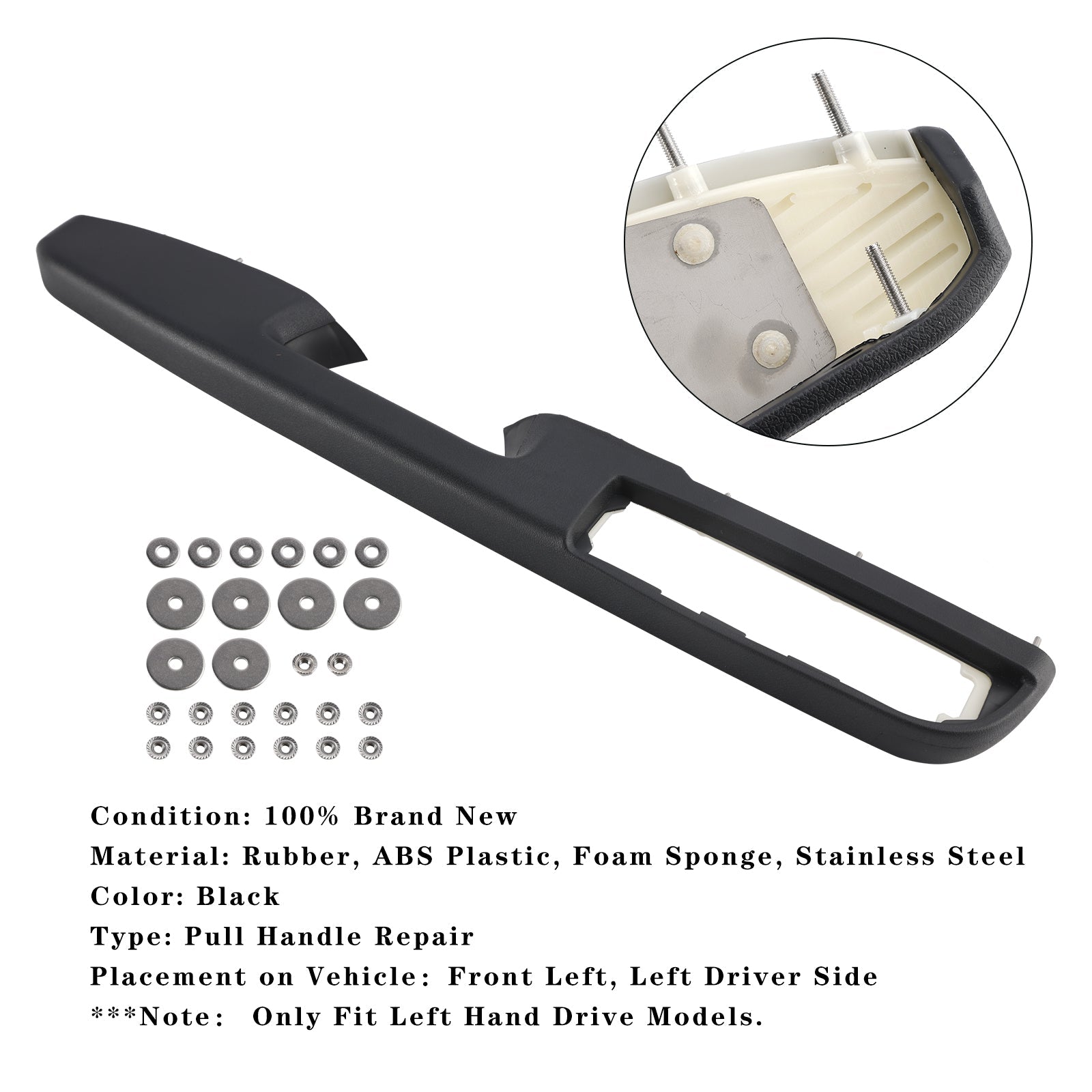 Kit del reposabrazos de la puerta de la puerta de entrada izquierda 80994 Negro (27 pulgadas) para Chevrolet/GMC