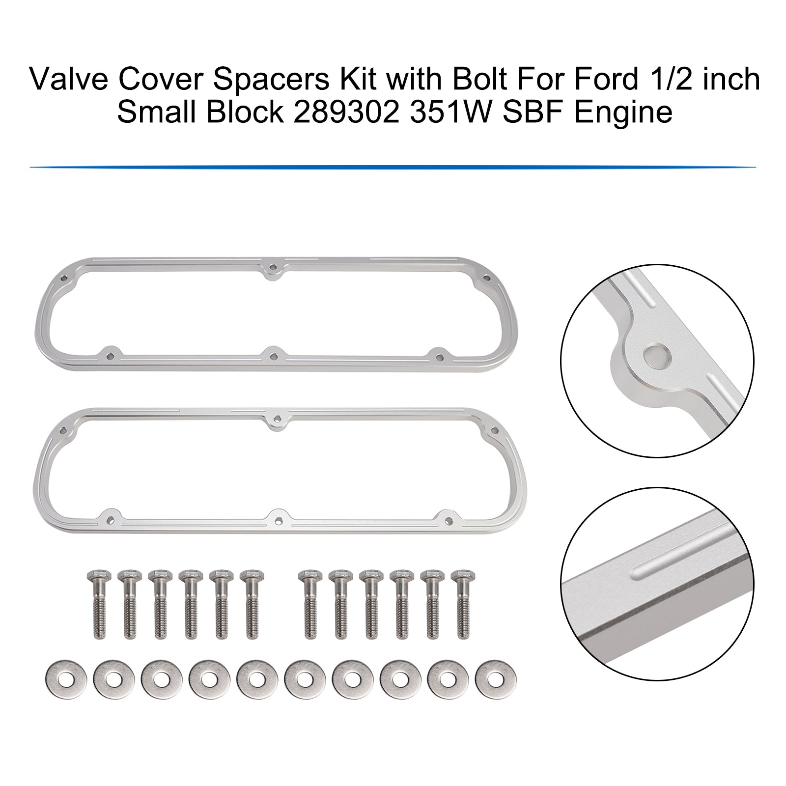 Kit d'entretoises de couvercle de soupape avec boulons pour Ford 1/2 pouce Small Block 289 302 351W