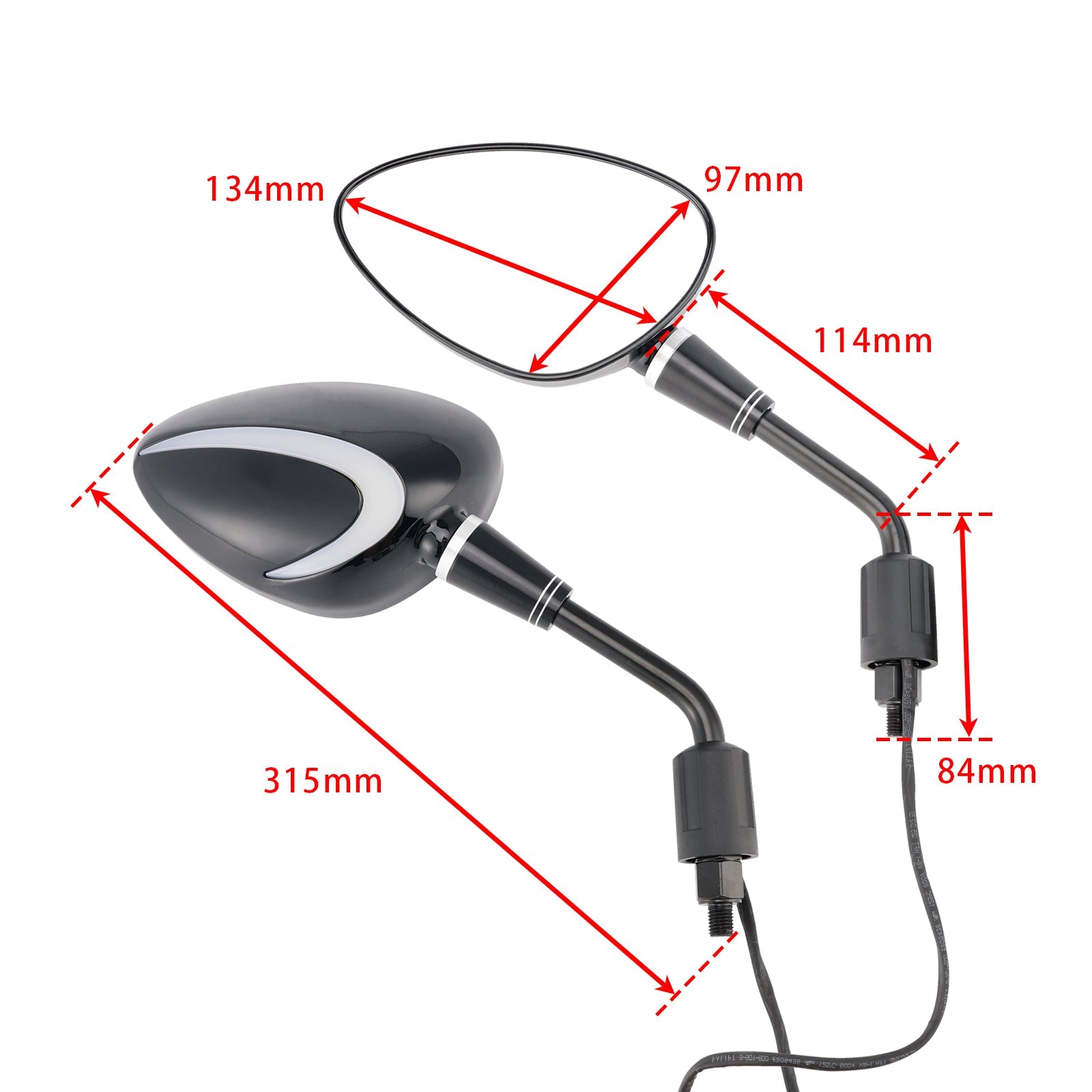 Para czarnych lusterki LED Nić 10 mm po prawej stronie Piaggio Vespa