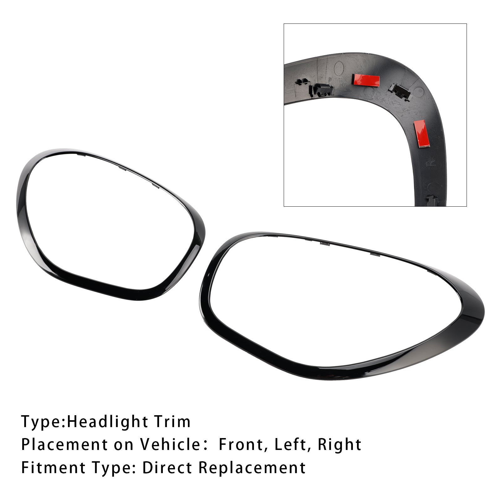 Molto di 2 anelli decorativi di fari neri lucidi per Mini Cooper Countrymanman R60