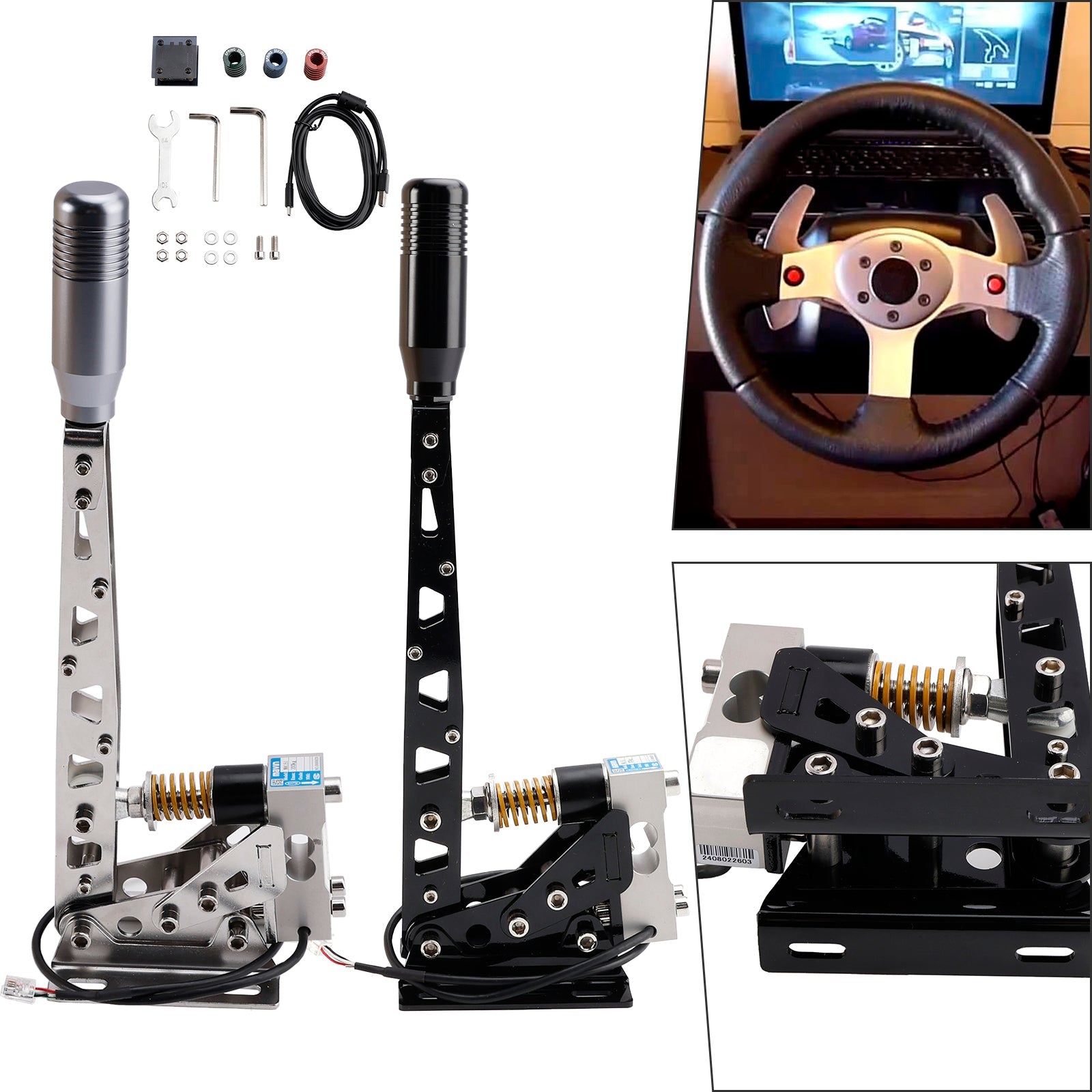 Jeu de course avec frein à main USB 64 bits, cellule de charge 200 kg, pour Logitech G29/G27/G25