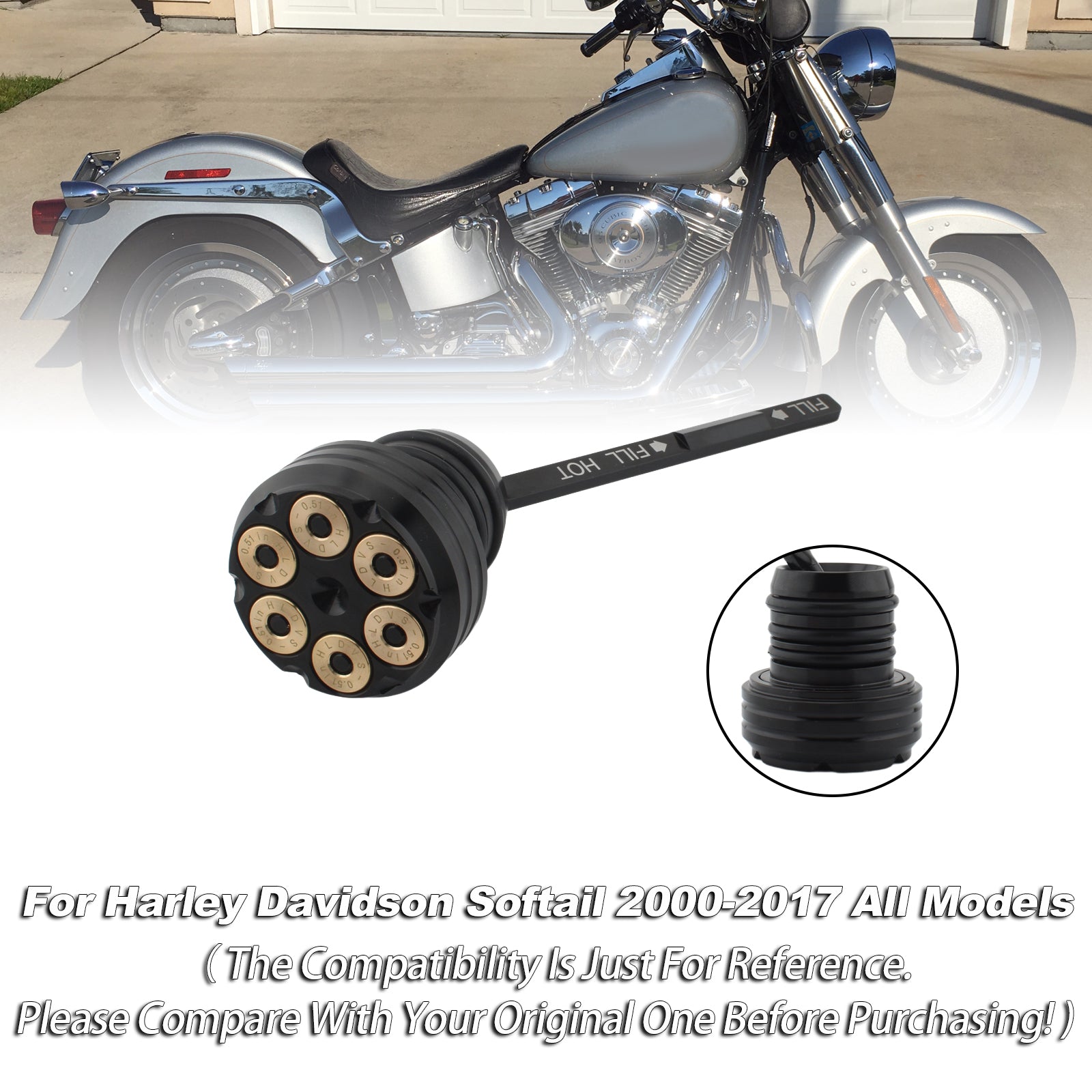 Tapa del tanque de medidor de aceite para Softail 2000-2017 Todos los modelos
