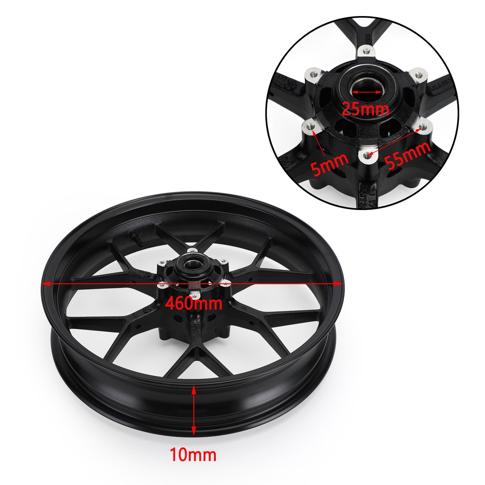 Jante Roue Avant Noir (Front Wheel) pour Honda CBR 1000 RR SC59 2008-2016