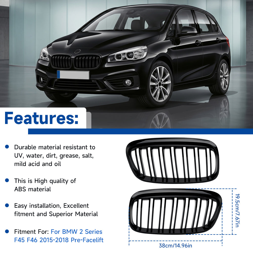 Glanzend zwart frontrooster voor BMW 2-serie Gran Tourer F45 F46 2015-2018