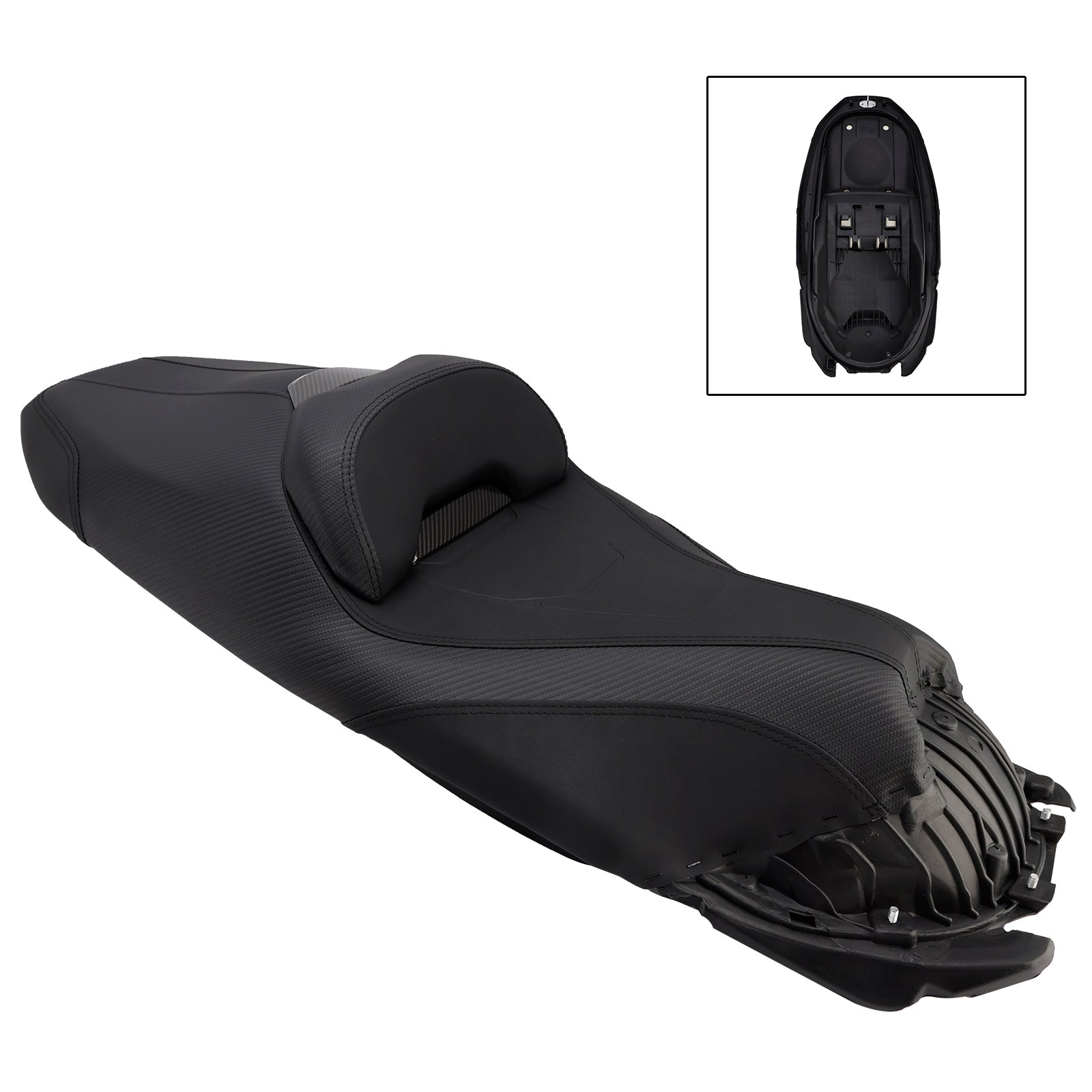 Siège passager complet avec dossier orange pour Honda Adv350 (2022-2025).