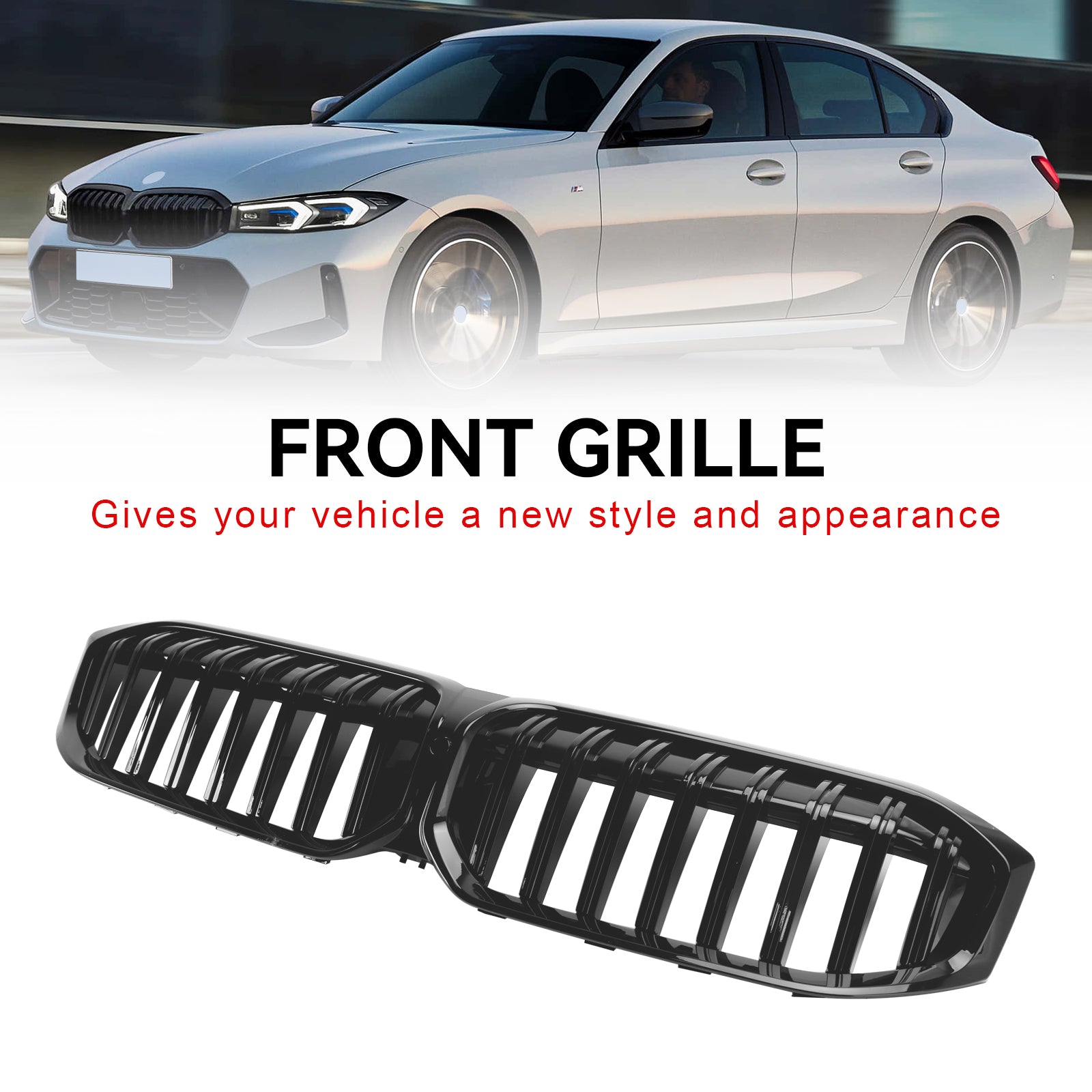 2023-2024 BMW 3 -sarja G20 G21 320I/330I/M340I/318I/320d Frant Real Glloss Black Grill Grill