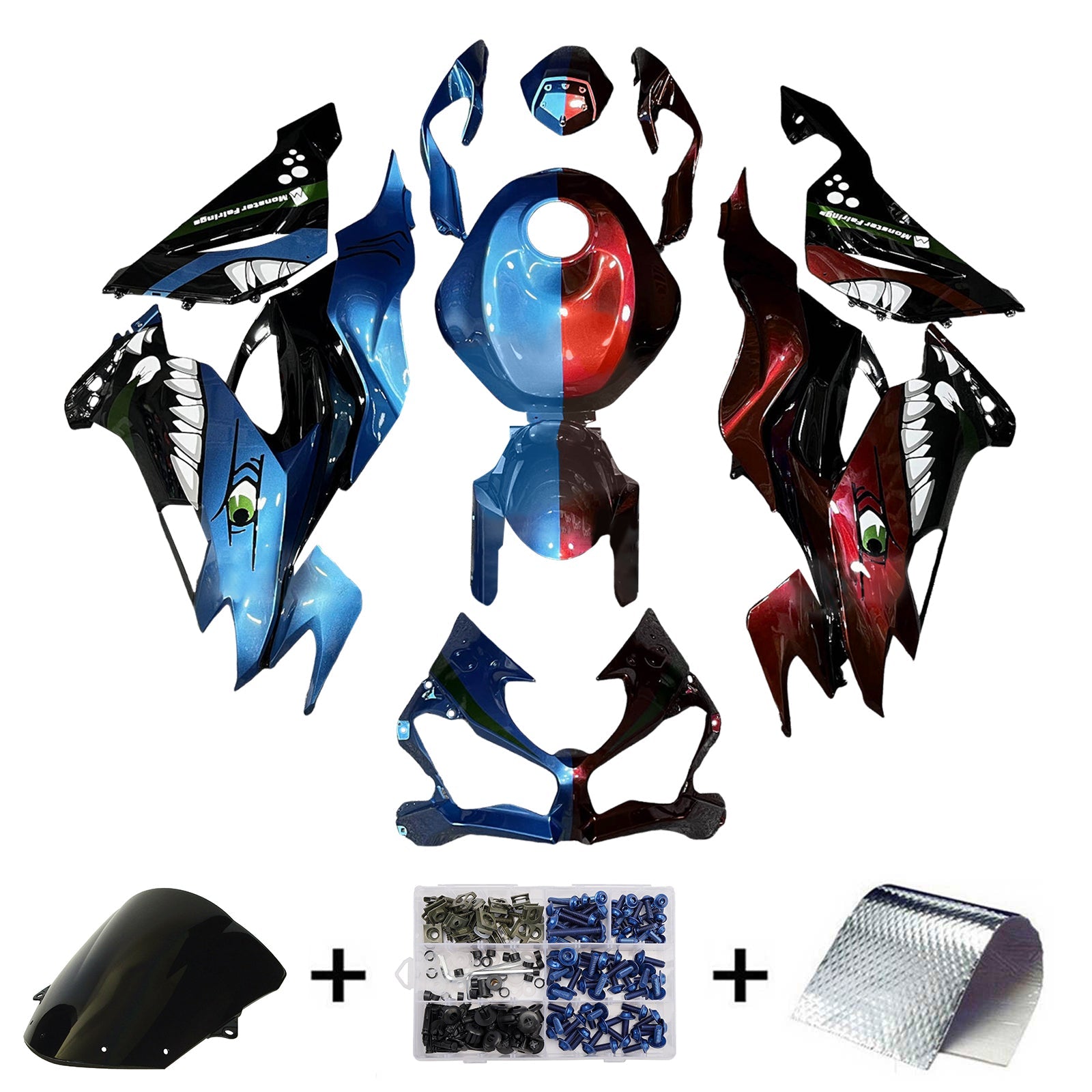 Kit di carenatura a iniezione, corpo in plastica ABS per Kawasaki ZX6R 2019-2023