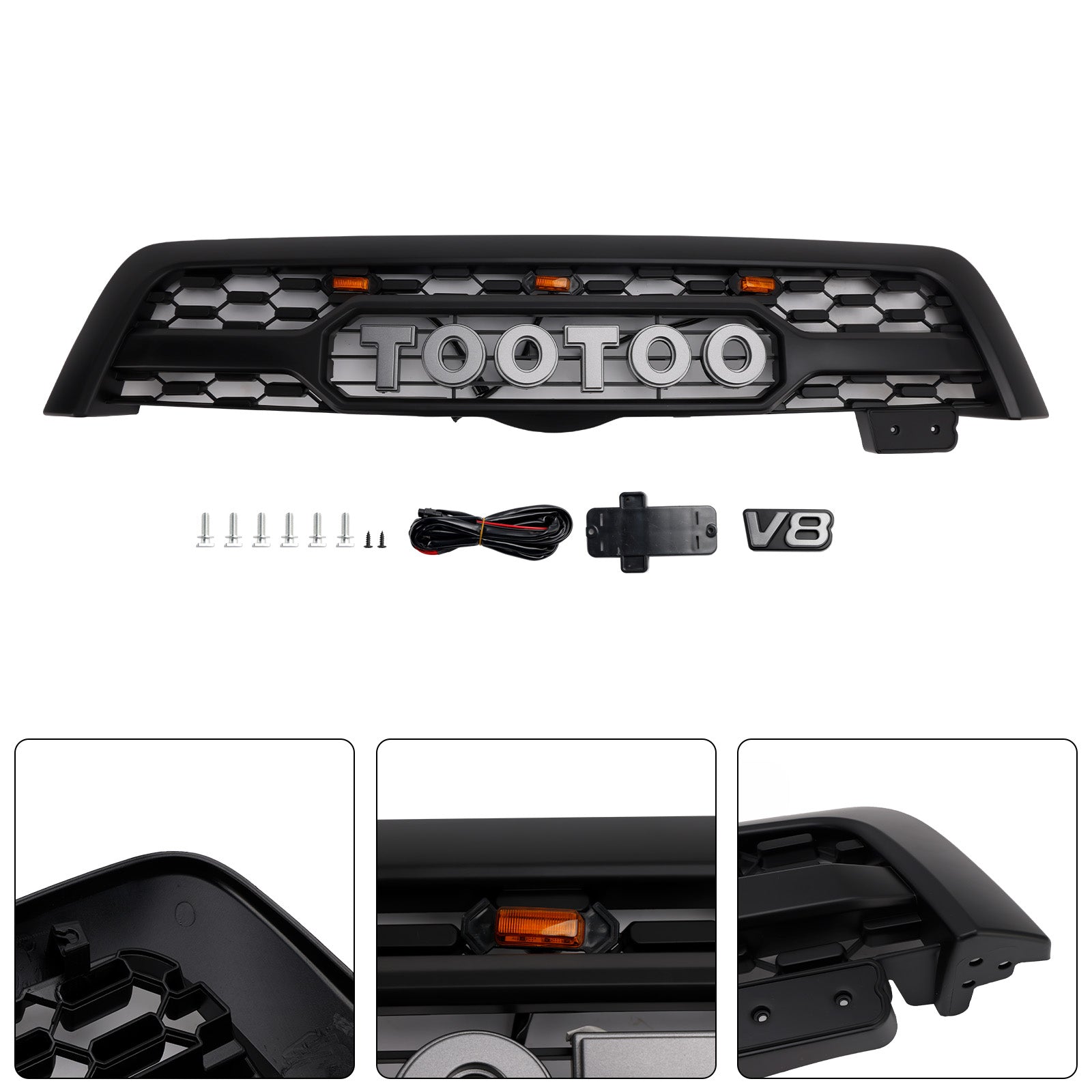 Griglia del paraurti anteriore nera opaca con illuminazione a LED per Toyota Sequoia 2005-2007