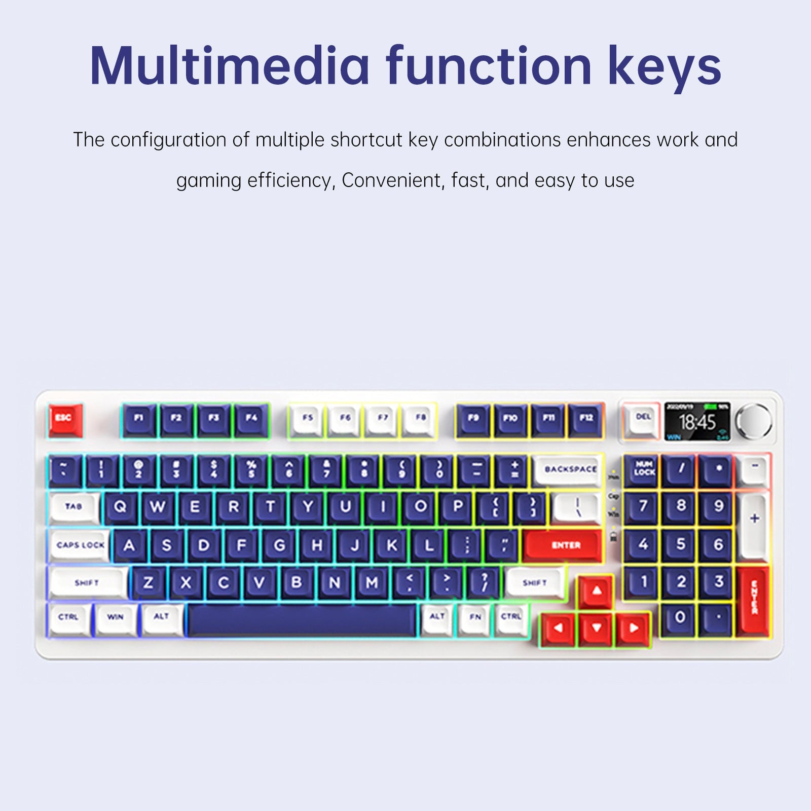 Bezprzewodowa klawiatura mechaniczna Bluetooth z 98 klawiszami i częstotliwością 2,4 GHz, trzy tryby, RGB z możliwością wymiany podczas pracy