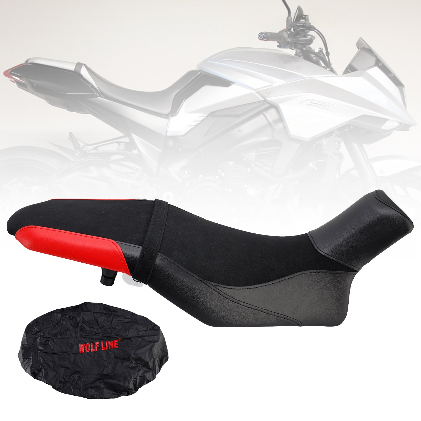 Selle passager complète rembourrée +20 mm noire pour Suzuki Katana (2019-2024)