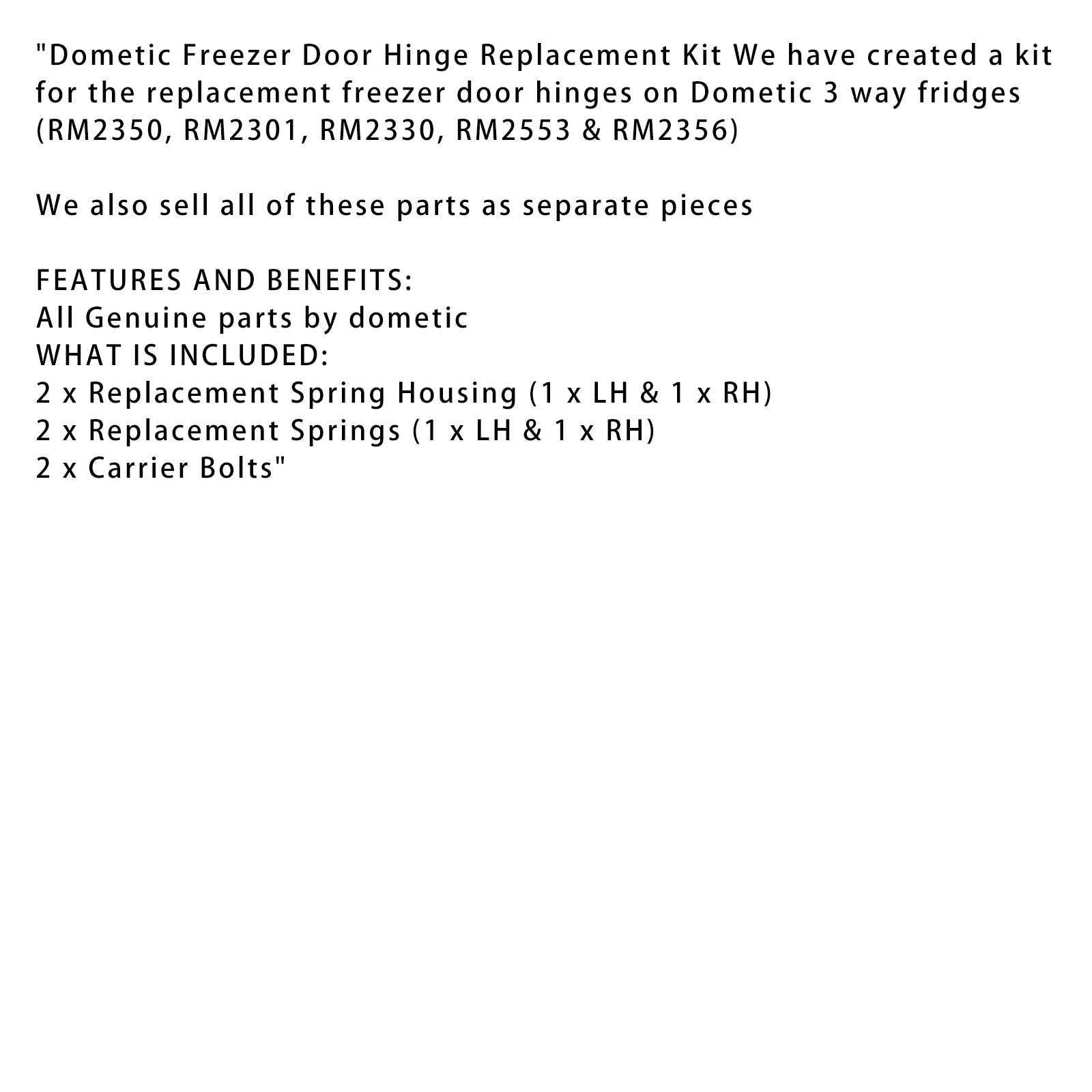 Kit de reemplazo de bisagra del congelador para DOMETIC RM2350 RM2301 RM2553