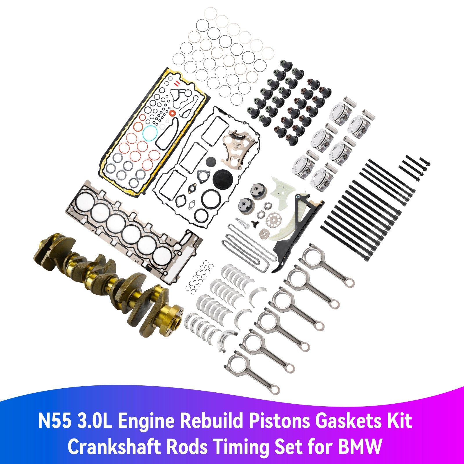 Kit van zuigers en krukasverbindingen, verbindingsstangen en distributie voor motor BMW M235I F22 F23 N55 3.0L 2012-2016 11212163665