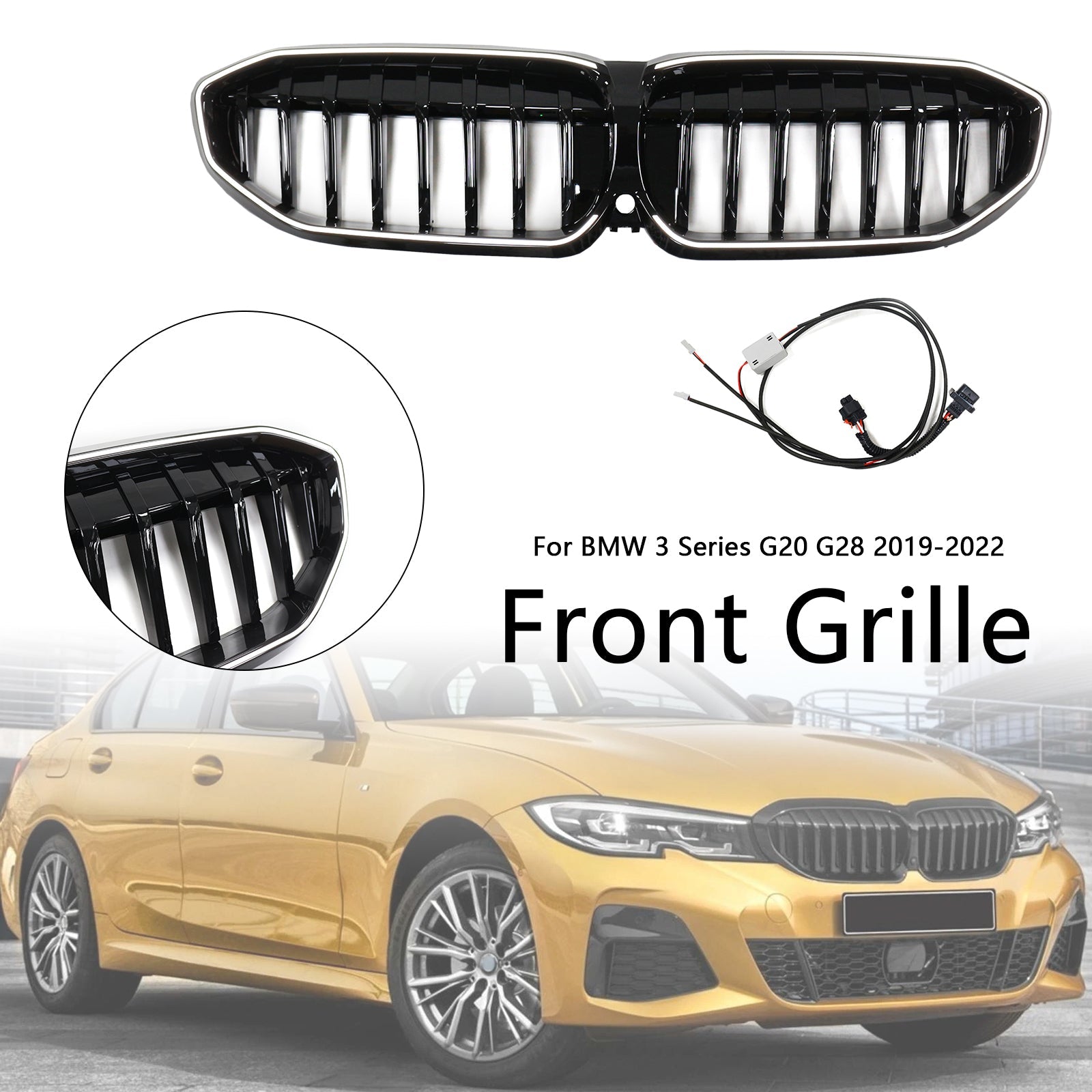 Grille de calandre noire brillante pour BMW Série 3 G20 2019-2022 51138072085