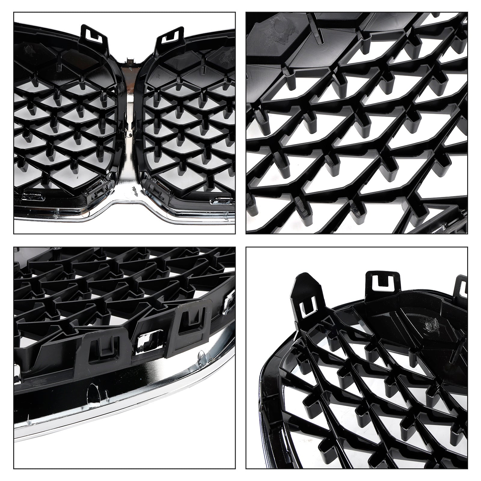 Calandre avant pour BMW Série 1 F40 19-23, style diamant argenté