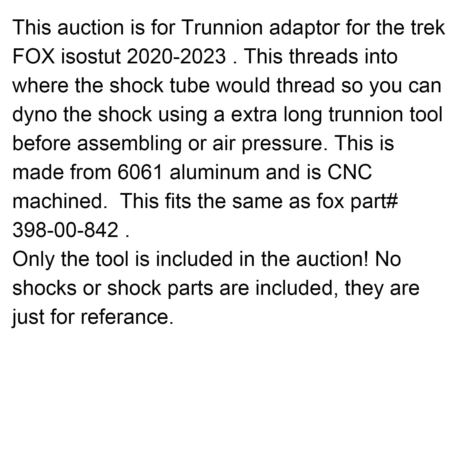 Accoppiatore di thread Adapter Isostrut per Fox 398-00-842 Dyno Iso STRUT