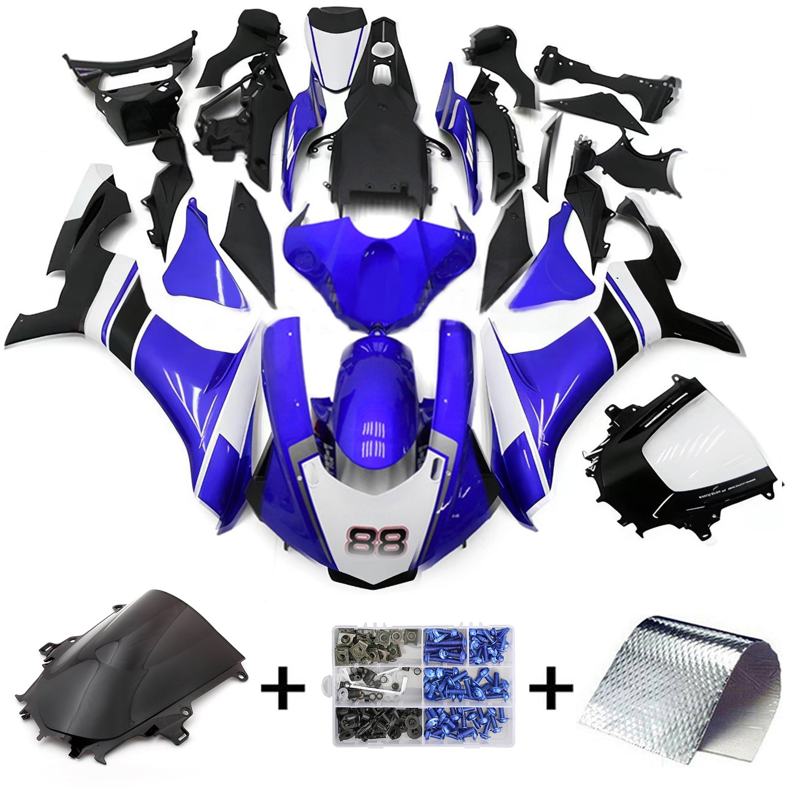 Kit de carénage en plastique ABS injecté compatible avec Yamaha YZF 1000 R1 2015-2019